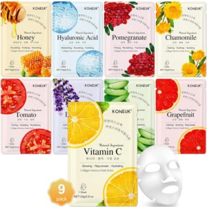 KONEUK 9 Pack Collagen Face Masks S...