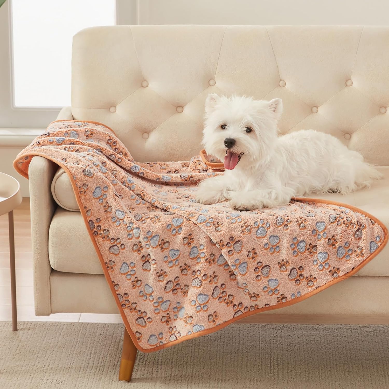 Luciphia 1 Pack 3 Blankets Super Soft Fluffy Premium Fleece Pet Blanket Flannel Throw for Dog Puppy Cat Paw Brown/Pink/White Small(23x16 inch) - Image 3