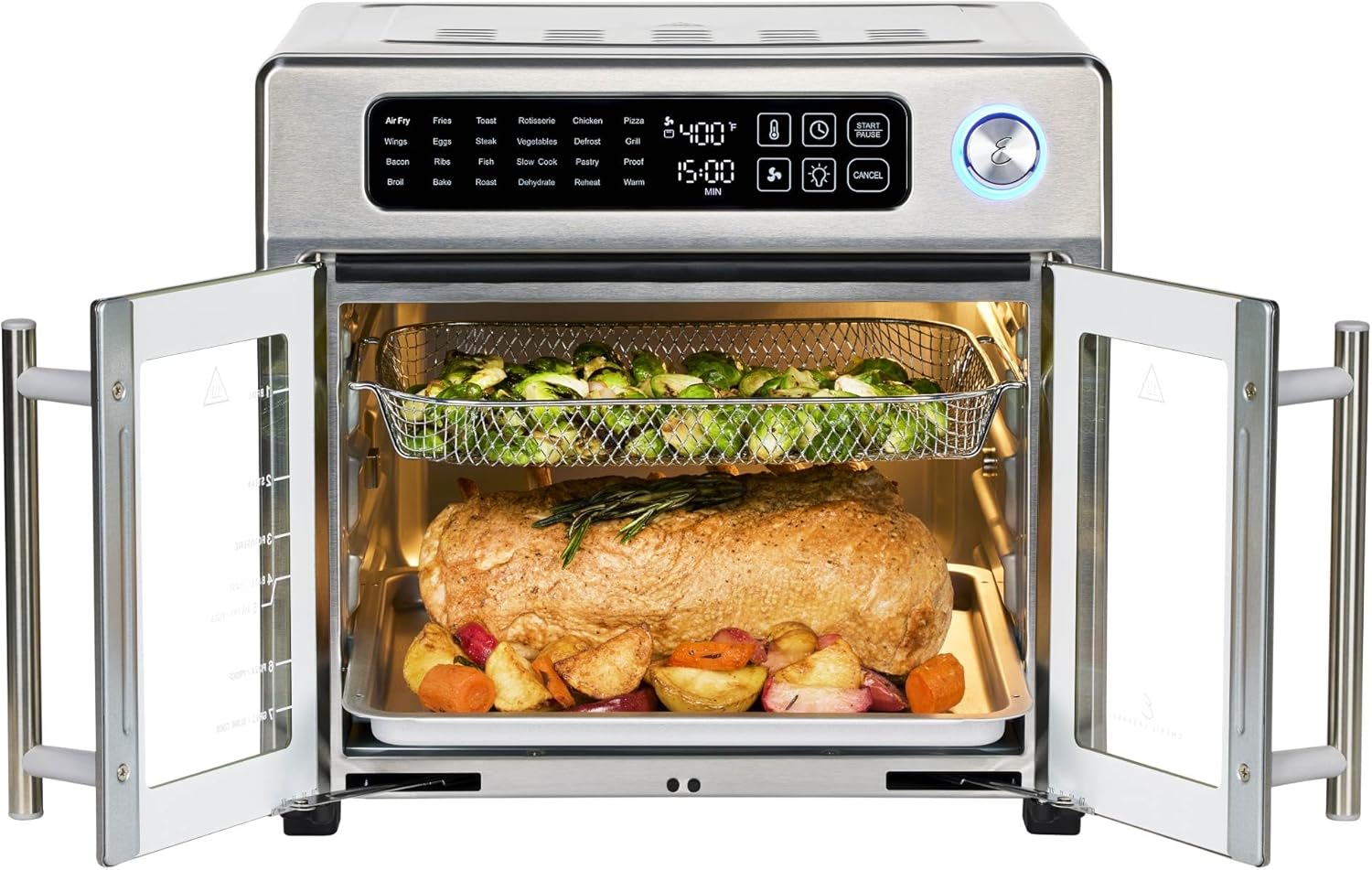 Emeril Lagasse Extra Large French Door Air Fryer Toaster Oven Combo, 24 Cooking Functions and Digital Controls, 7 Accessories Included, Stainless Steel Finish, 26QT Capacity - Image 7