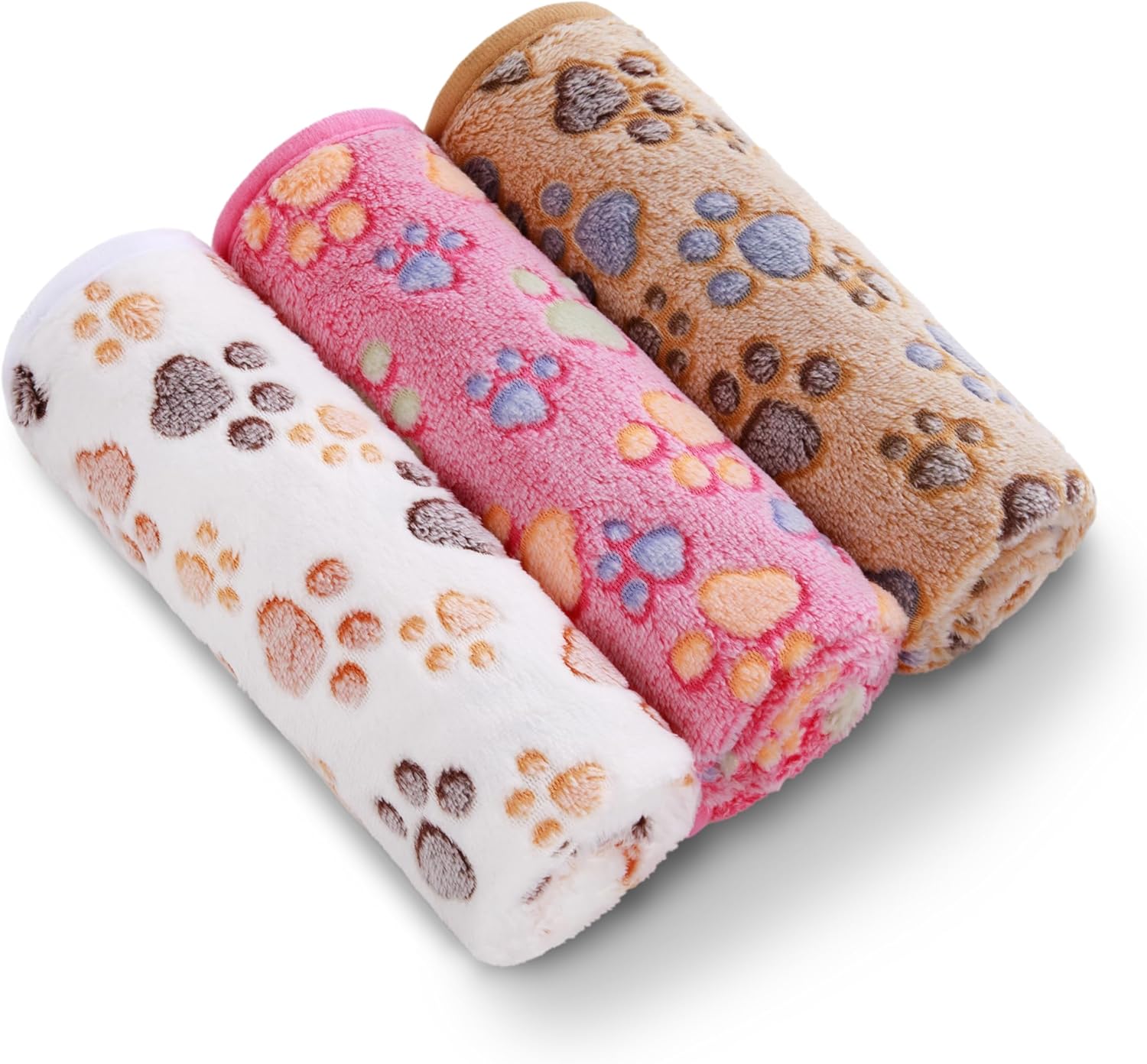 Luciphia 1 Pack 3 Blankets Super Soft Fluffy Premium Fleece Pet Blanket Flannel Throw for Dog Puppy Cat Paw Brown/Pink/White Small(23x16 inch) - Image 8