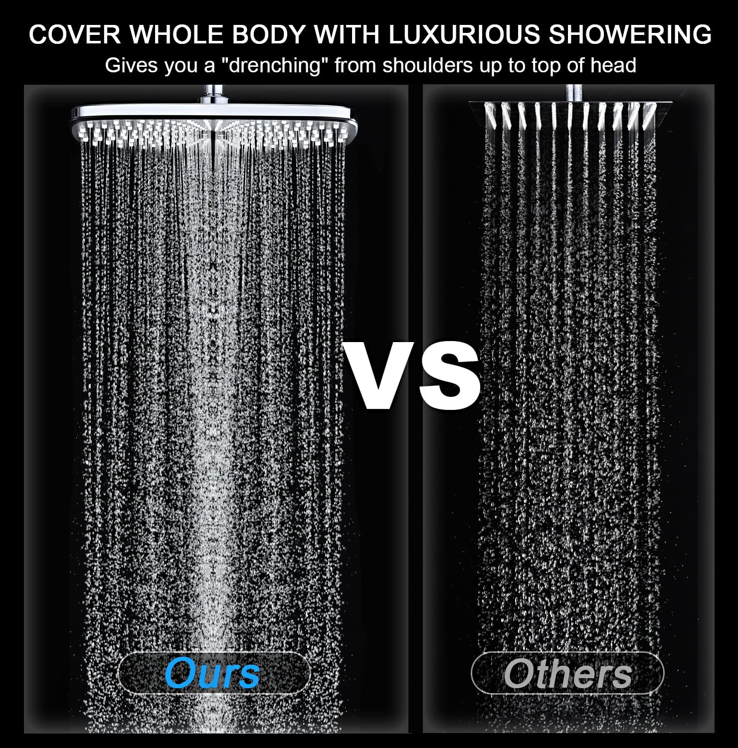 High Pressure Rain Shower Head: Upgrade Shower Heads with Handheld Spray Combo with Fixed Showerhead and 10 Sprays Handheld Shower Head, Detachable Shower head Built-in Magnetic Docking and Power Jets - Image 4