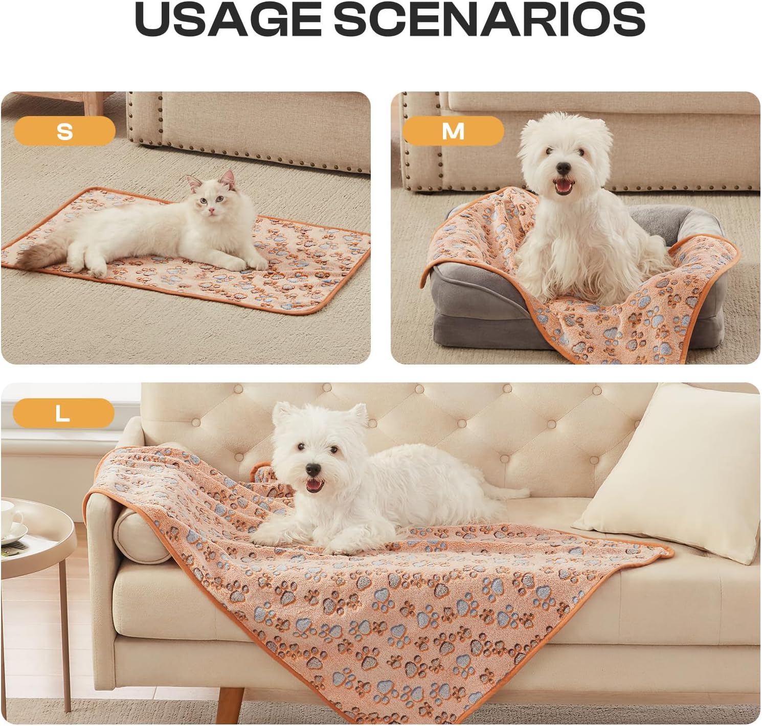 Luciphia 1 Pack 3 Blankets Super Soft Fluffy Premium Fleece Pet Blanket Flannel Throw for Dog Puppy Cat Paw Brown/Pink/White Small(23x16 inch) - Image 4
