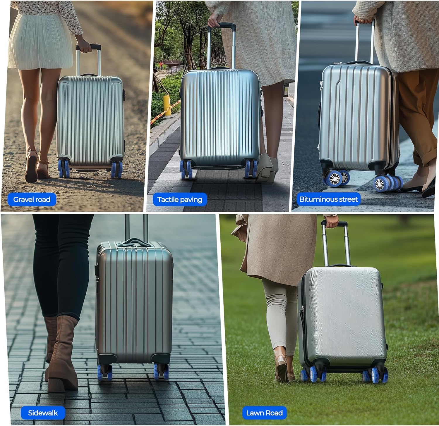 8 Pcs Upgrade Luggage Wheel Covers, Carry On Luggage Suitcases,Wear-Resistant, Anti-Noise, Silicone Wheel Protective Covers for 2-2.4" Spinner Wheel,Essential Travel Accessories (Blue) - Image 6