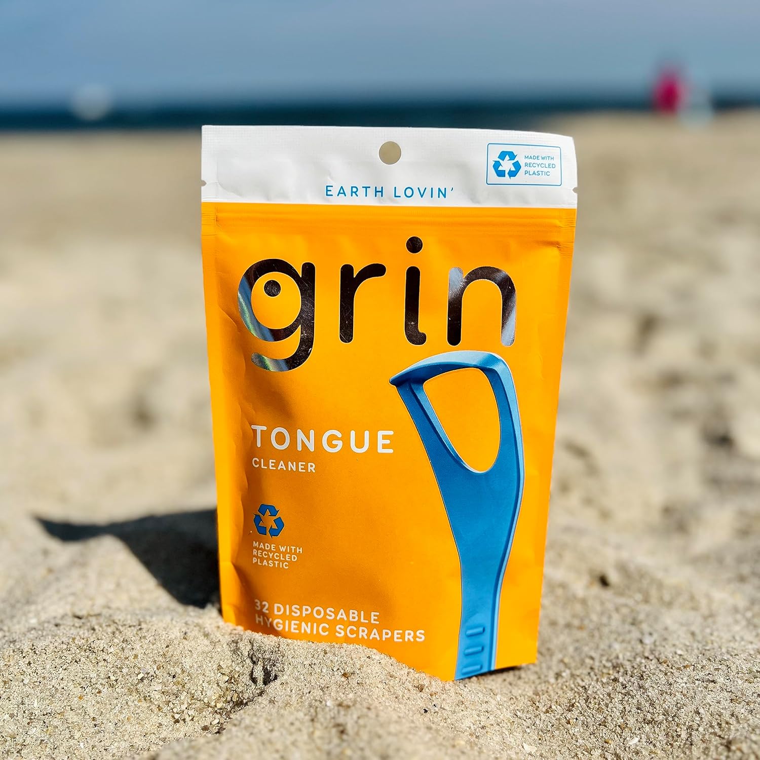 GRIN Tongue Cleaner, 32 Count, Disposable Tongue Cleaner, Hygienic Scraper, Recycled Plastic, Clean Tongue, Promote Fresh Breath, Includes Safe Fold- Back Tooth Pick - Image 8