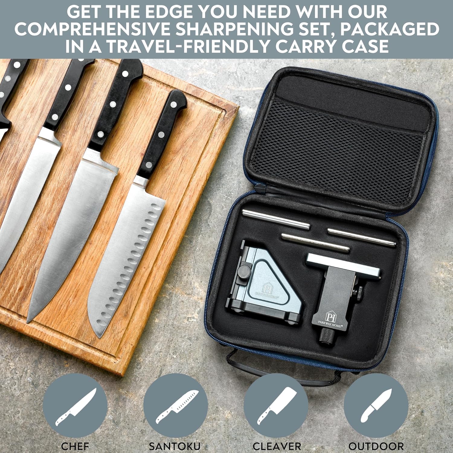 PATENTED ORIGINAL ADJUSTABLE ROLLING KNIFE SHARPENER KIT: Adjustable Height, 10° to 40° for 30 Angle Options, Removeable Diamond Plates with Travel Case - Kitchen Knife Sharpener - Image 6