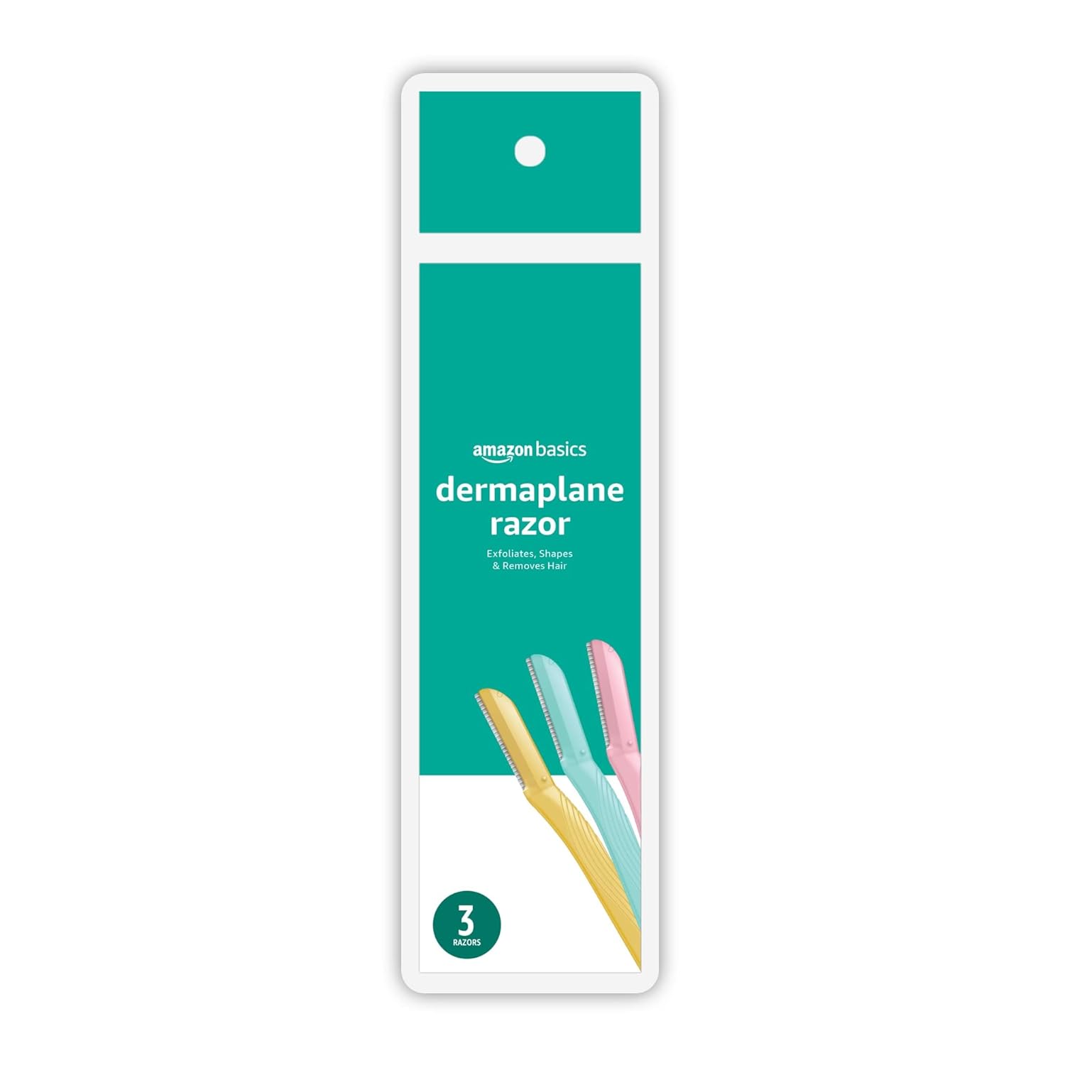 Amazon Basics Women's Dermaplaning Tool, Peach Fuzz Remover, Facial Hair Removal, Exfoliating Face Razor with Microguard Blade for Safe Eyebrow Shaping, Includes Blade Cover, Multicolor, 3 Count - Image 4