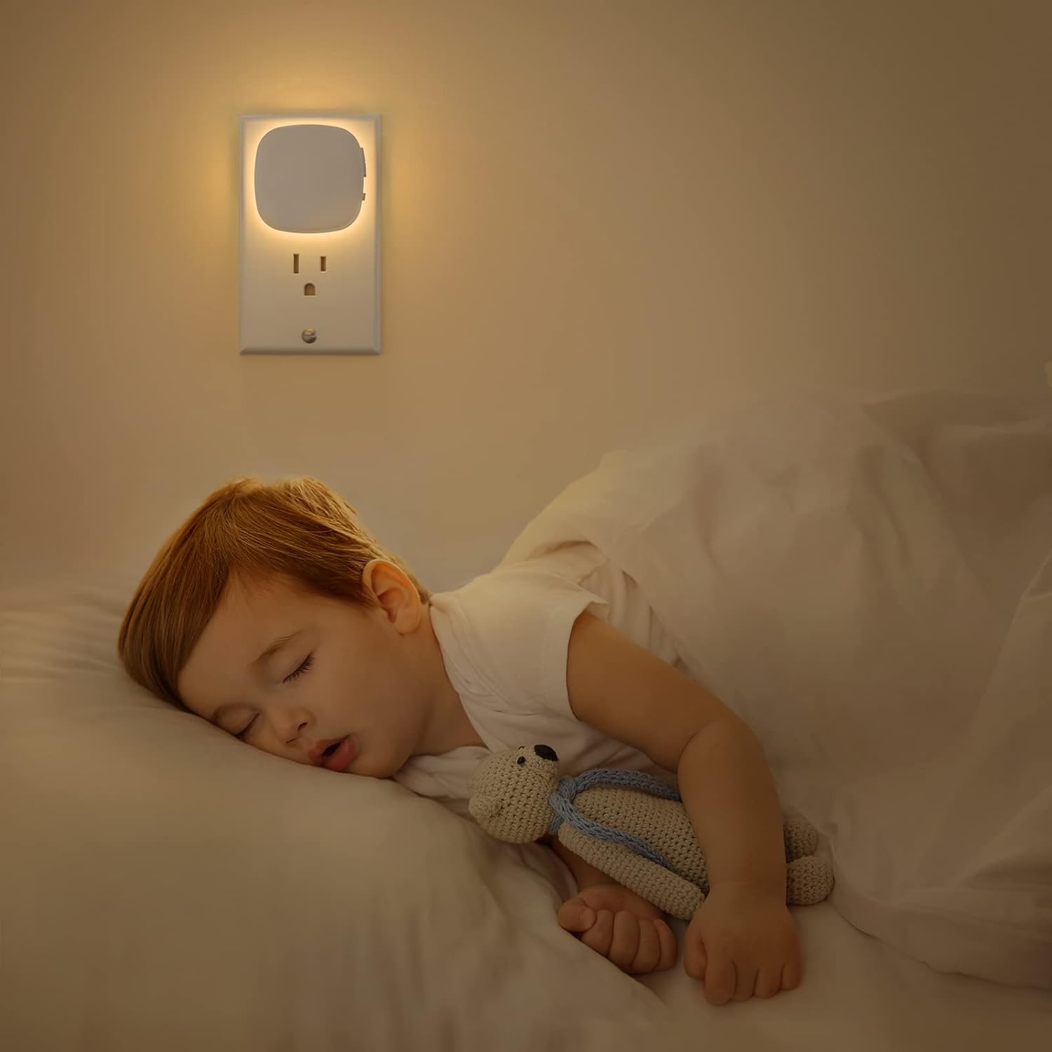 AUVON Plug-in LED Backlit Night Light with Motion Sensor & Dusk to Dawn Sensor, 2200K Soft Warm White Nightlight with 1-50lm Dimmable Brightness for Adults & Kids' Bedroom, Bathroom, Hallway (4 Packs) - Image 7