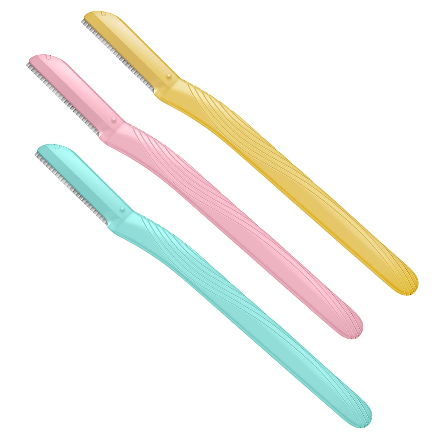 Amazon Basics Women's Dermaplaning Tool, Peach Fuzz Remover, Facial Hair Removal, Exfoliating Face Razor with Microguard Blade for Safe Eyebrow Shaping, Includes Blade Cover, Multicolor, 3 Count - Image 2