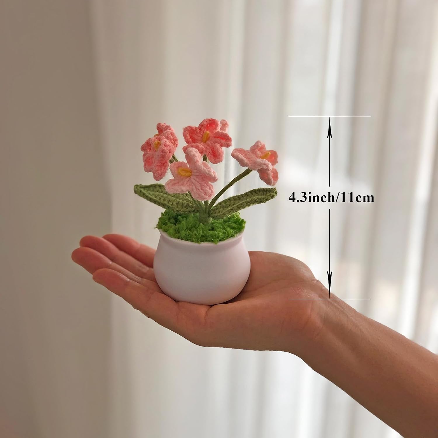 Joekaran Crochet Flowers Cute Flower for Her, Graduation Birthday Gifts for Women and Teacher, Mother, Coworkers, Valentines, Christmas, Desk Decor,Home Office Decoration(Pink Gradient Myosotis) - Image 4