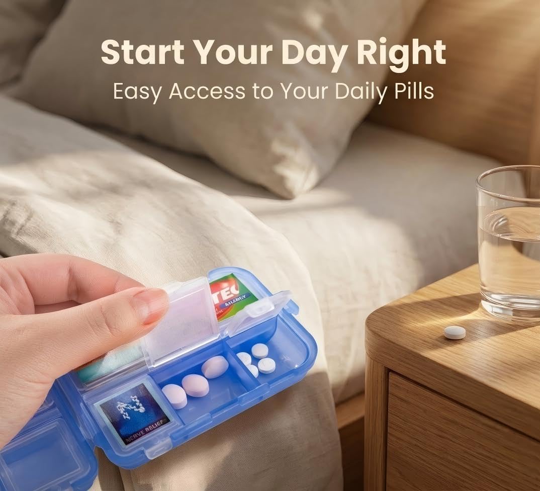 Pill Organizer with Medicine Labels Travel Daily Pill Container Mini Medication Organizer Storage Pill Organizer Travel Essentials Pill Case 7 Day (Pink & 161 Lables) - Image 7