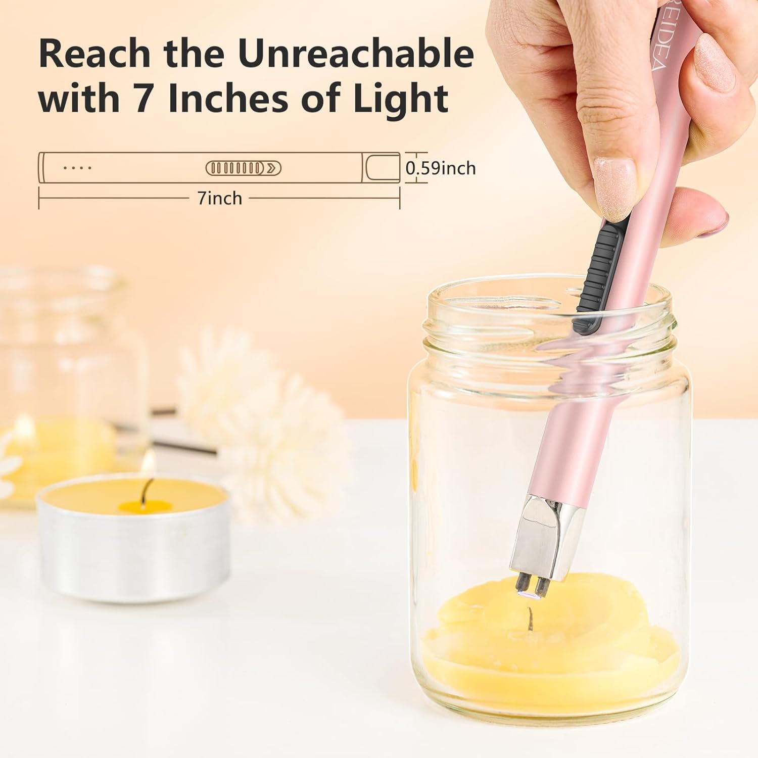 REIDEA Candle Lighter Long USB Rechargeable Arc Windproof Flameless with Safety Switch Buttom for Home Kitchen BBQ Camping Stove - Image 2