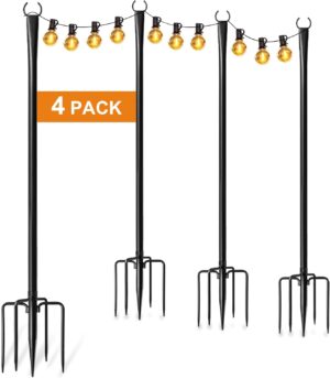 4 Pack String Light Poles for Outsi...