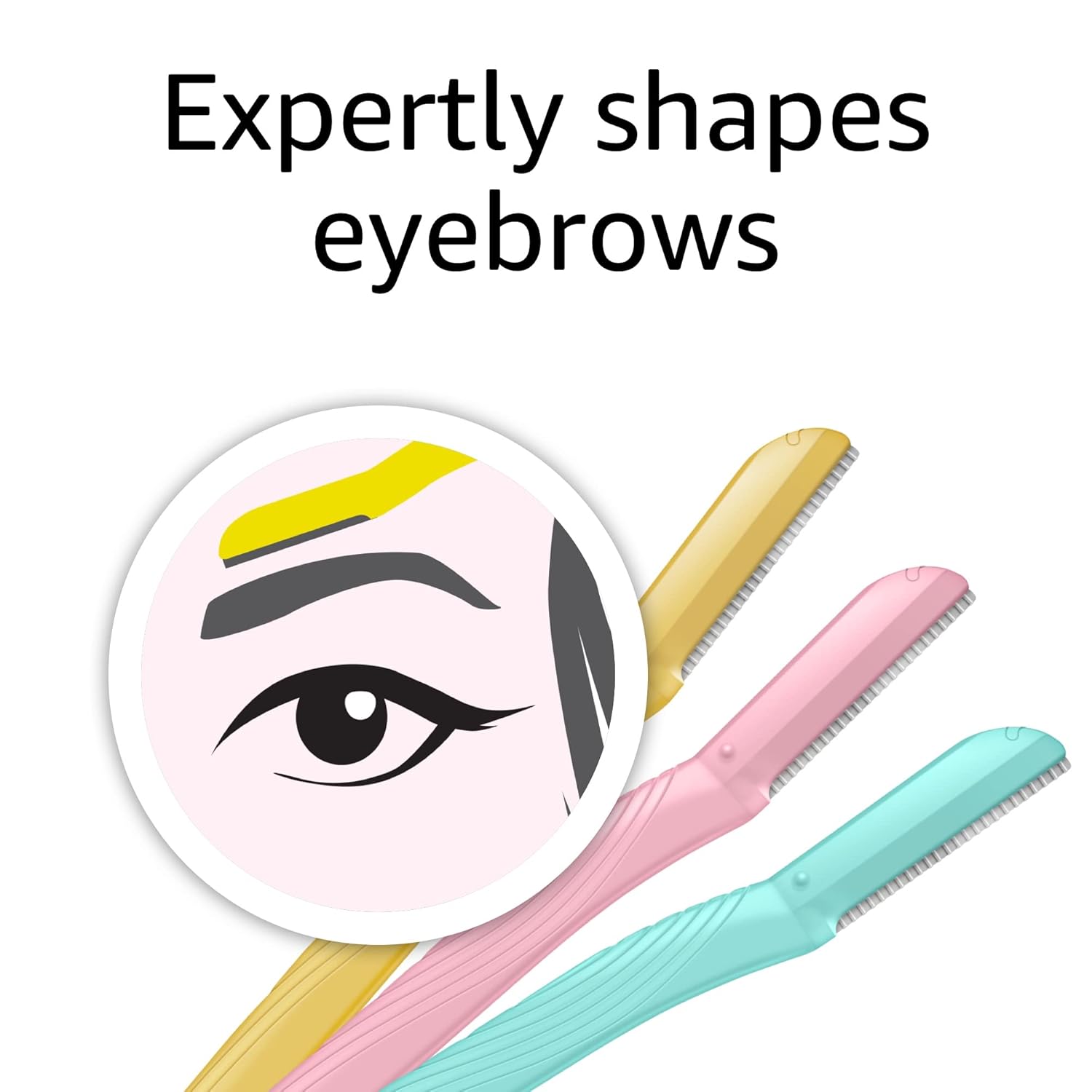 Amazon Basics Women's Dermaplaning Tool, Peach Fuzz Remover, Facial Hair Removal, Exfoliating Face Razor with Microguard Blade for Safe Eyebrow Shaping, Includes Blade Cover, Multicolor, 3 Count - Image 8