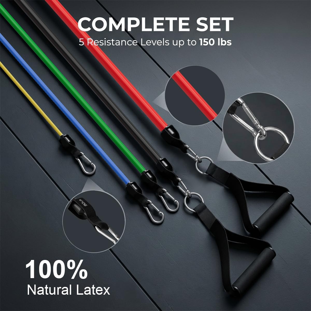 VEICK Resistance Bands Set, 10-150 LBS Stackable Exercise Bands with Handles, Ankle Straps & Door Anchor, Workout Bands for Home Gym, Yoga, Pilates, Physical Therapy for Men Women - Image 6