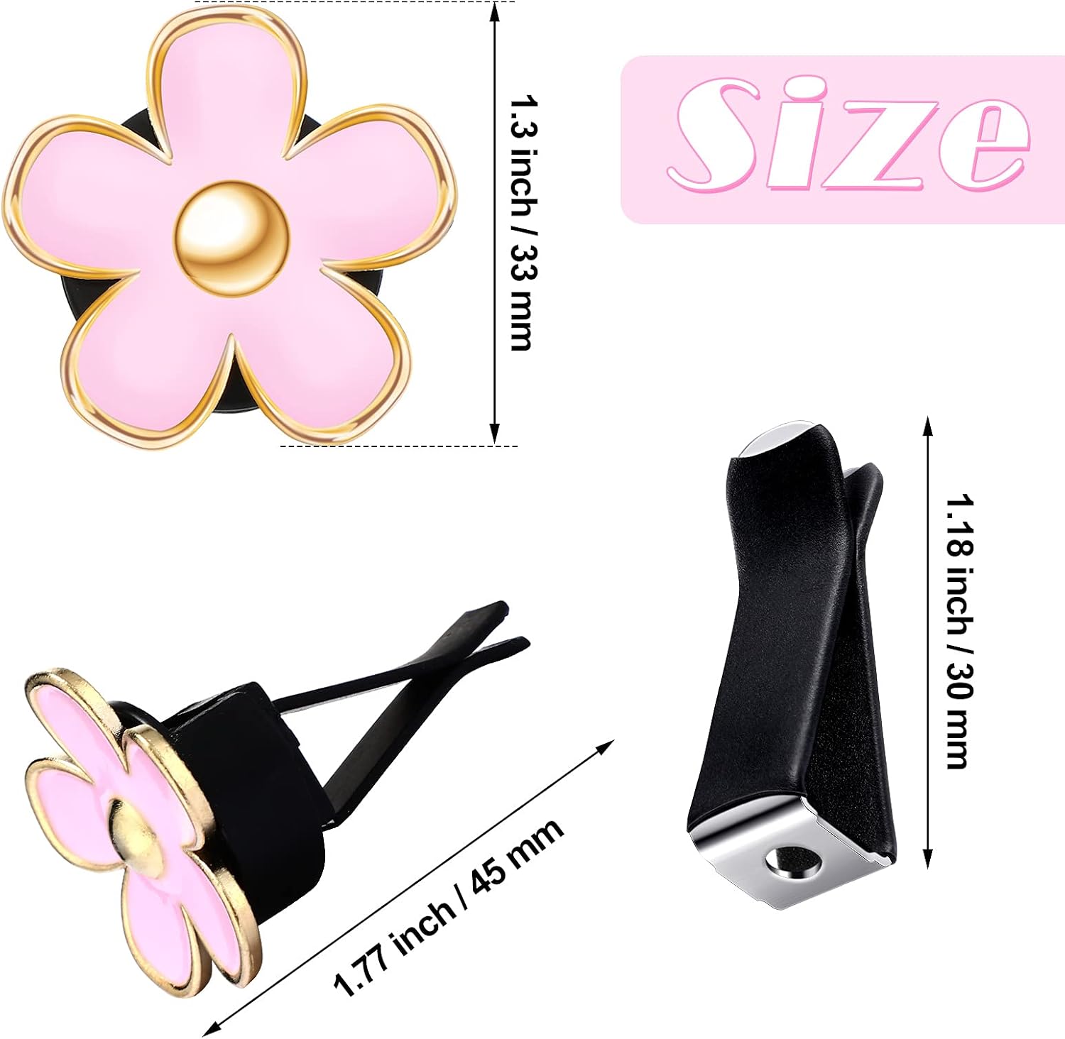 Frienda 6 Pcs Daisy Flower Air Vent Clip Accessories Air Conditioning Outlet Clip Car Air Freshener Dashboard Accessories Charm Car Inter Decor(3 cm, 3.3 cm,Red, Pink, White) - Image 2