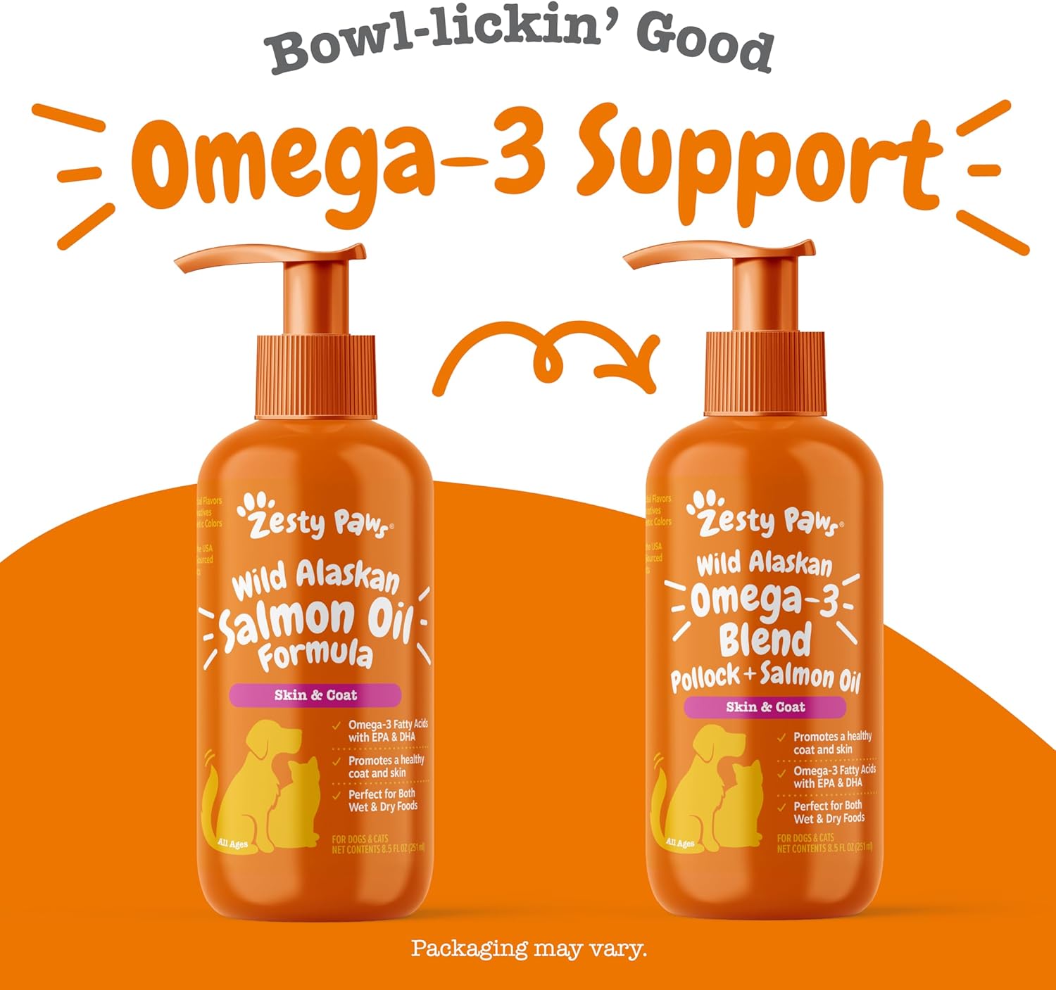 Zesty Paws Wild Alaskan Omega-3 Blend Pollock + Salmon Oil for Dogs and Cats- Skin and Coat Support, Omega 3 Supplement for Pets, 8.5oz - Image 5