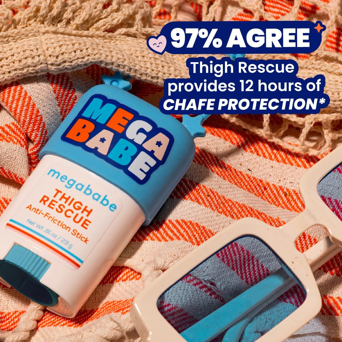 Megababe Thigh Rescue Anti-Chafe Stick Mini | Travel size, great for on-the-go | Prevents skin chafe & irritation | Thighs, arms, bra-lines & more - Image 4