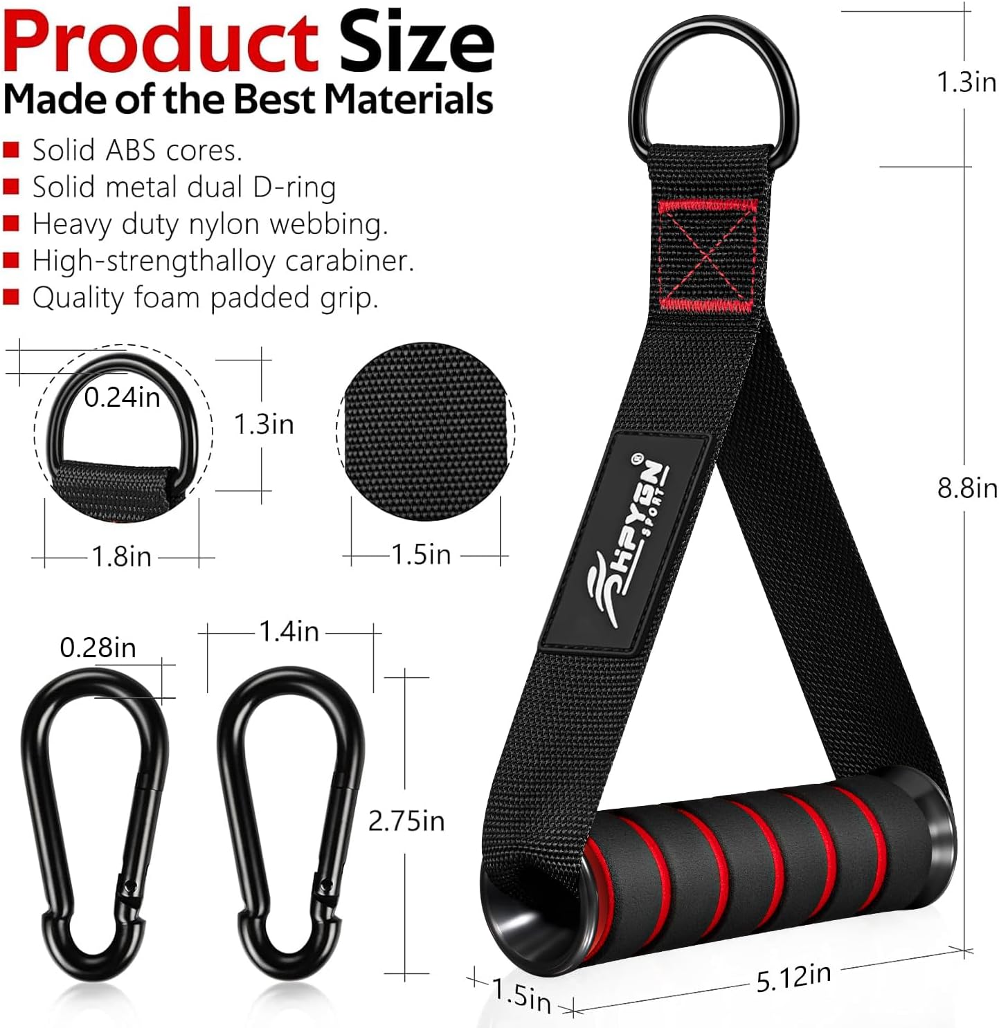HPYGN Exercise Handle, Replacement Fitness Equipment for Pilates, Yoga, Strength Trainer, Pull Down Home Gym Red, Grey, Blue Working Out Handle - Image 6