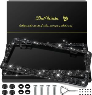 QUANQIUFEI 2 Pack Bling License Pla...