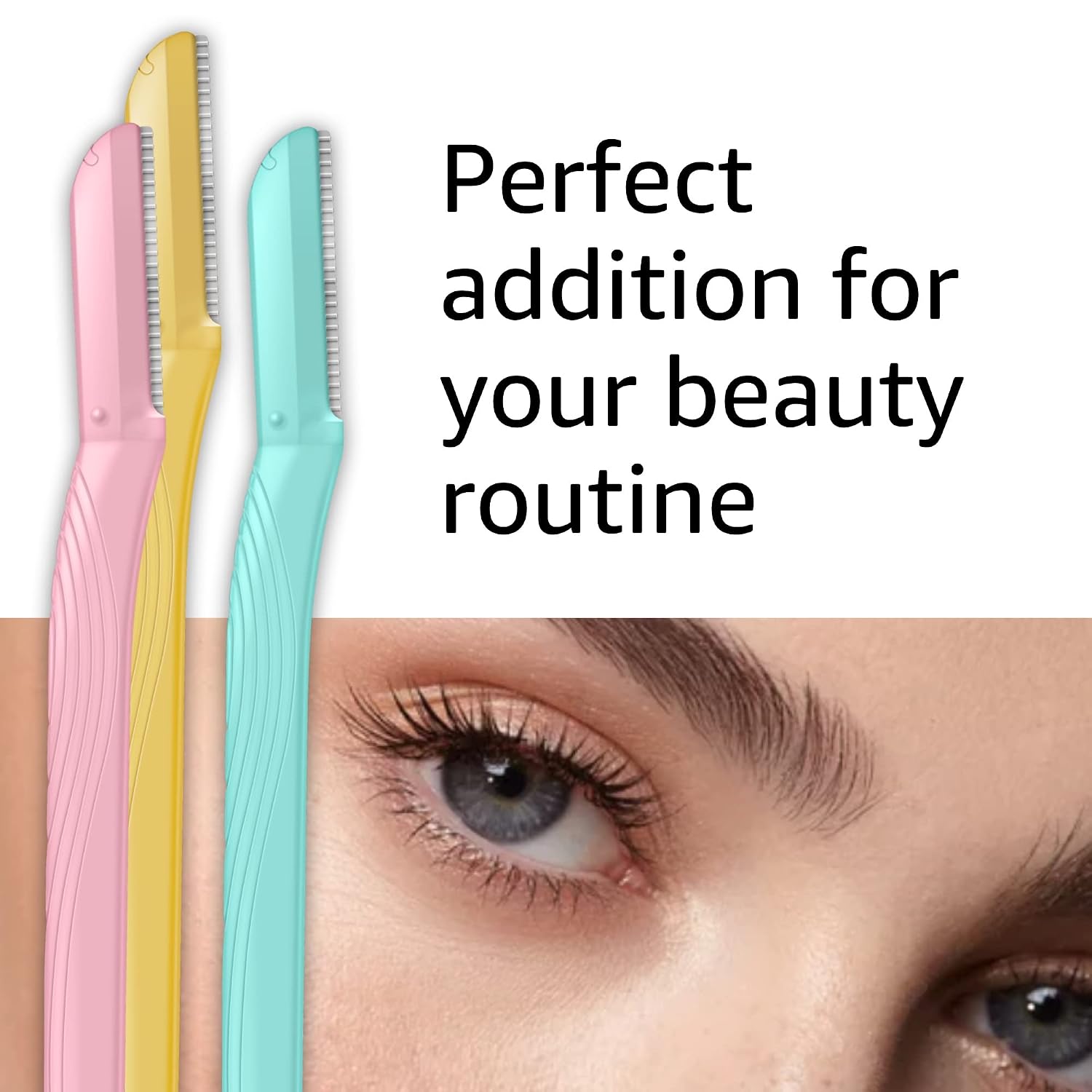 Amazon Basics Women's Dermaplaning Tool, Peach Fuzz Remover, Facial Hair Removal, Exfoliating Face Razor with Microguard Blade for Safe Eyebrow Shaping, Includes Blade Cover, Multicolor, 3 Count - Image 9