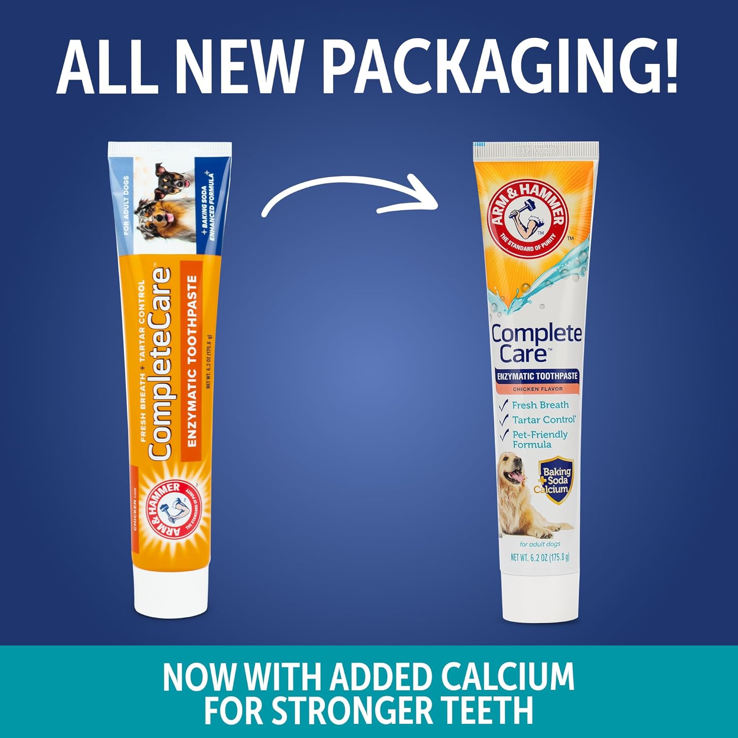 Arm & Hammer Complete Care Enzymatic Dog Toothpaste with Baking Soda and Calcium, Fluoride-Free Chicken Flavor for Plaque, Tartar, and Fresh Breath, 6.2 Oz Value Size - Image 2