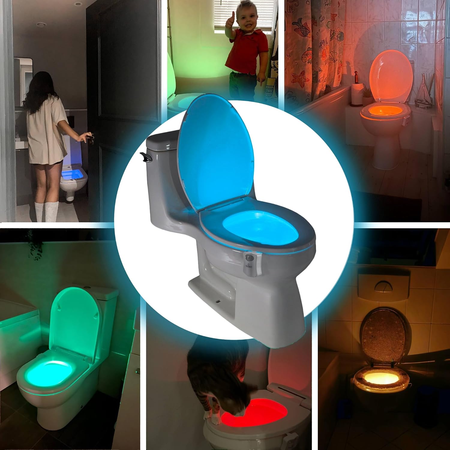 ToiLight The Original Toilet Bowl Night Light. Fun Useful Bathroom Motion Sensor Tech Gadget. Funny Novelty Birthday Gift Idea. Stocking Stuffer for Him, Her, Guys, Men, Mom, Brother - Image 7