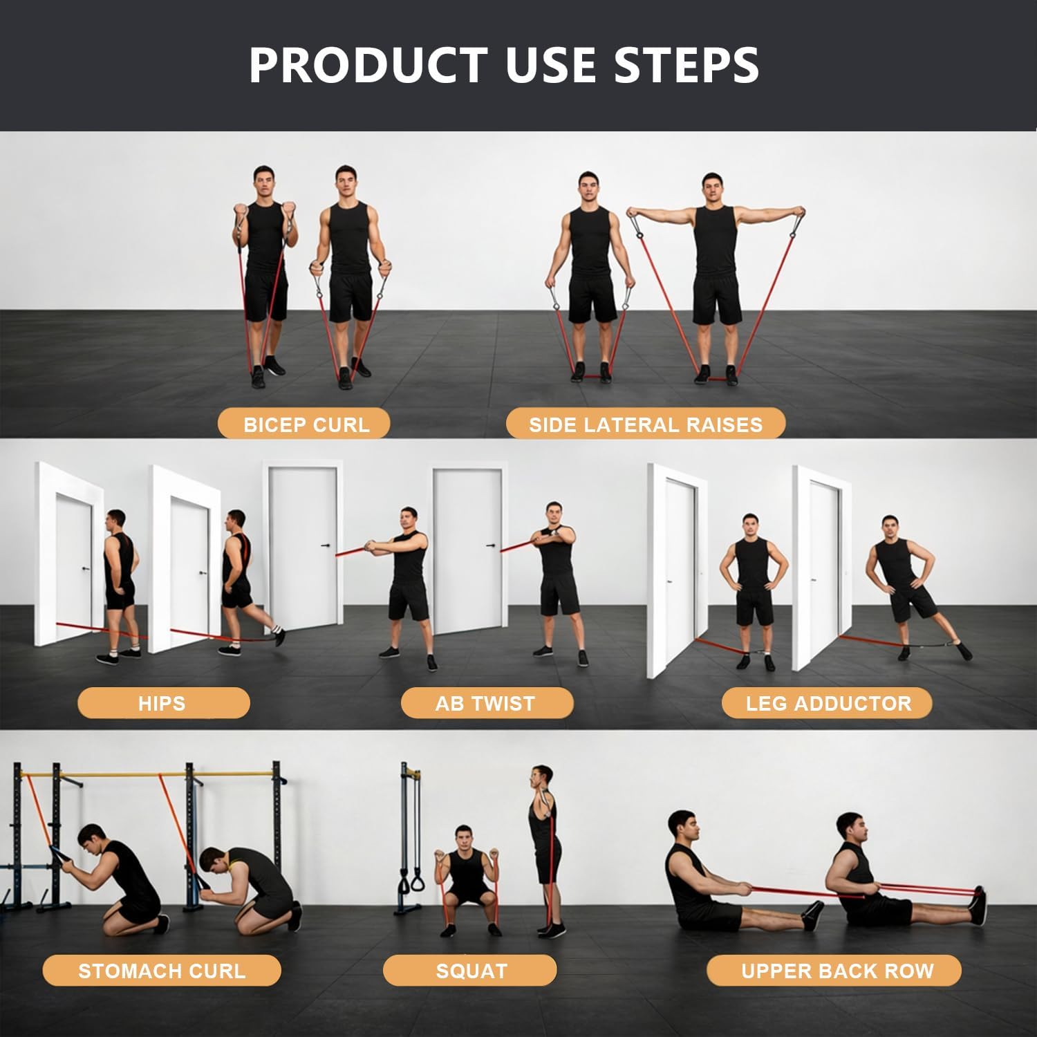 VEICK Resistance Bands Set, 10-150 LBS Stackable Exercise Bands with Handles, Ankle Straps & Door Anchor, Workout Bands for Home Gym, Yoga, Pilates, Physical Therapy for Men Women - Image 9