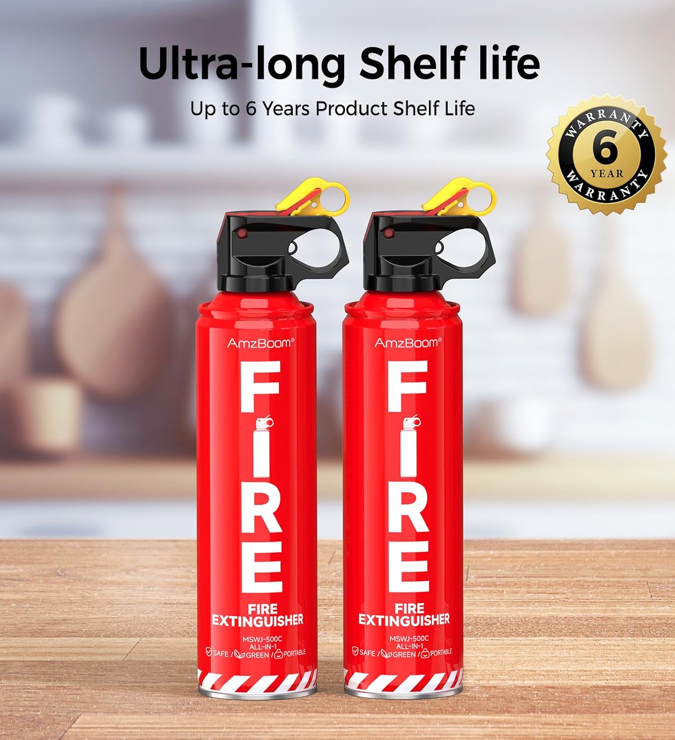AmzBoom 2-Pack Fire Extinguisher for Home, Kitchen, Car, and Grill with Mounting Bracket– Extinguishing Spray, Compact A, B, C, K – Eco-Friendly, Prevents Reignition. - Image 5