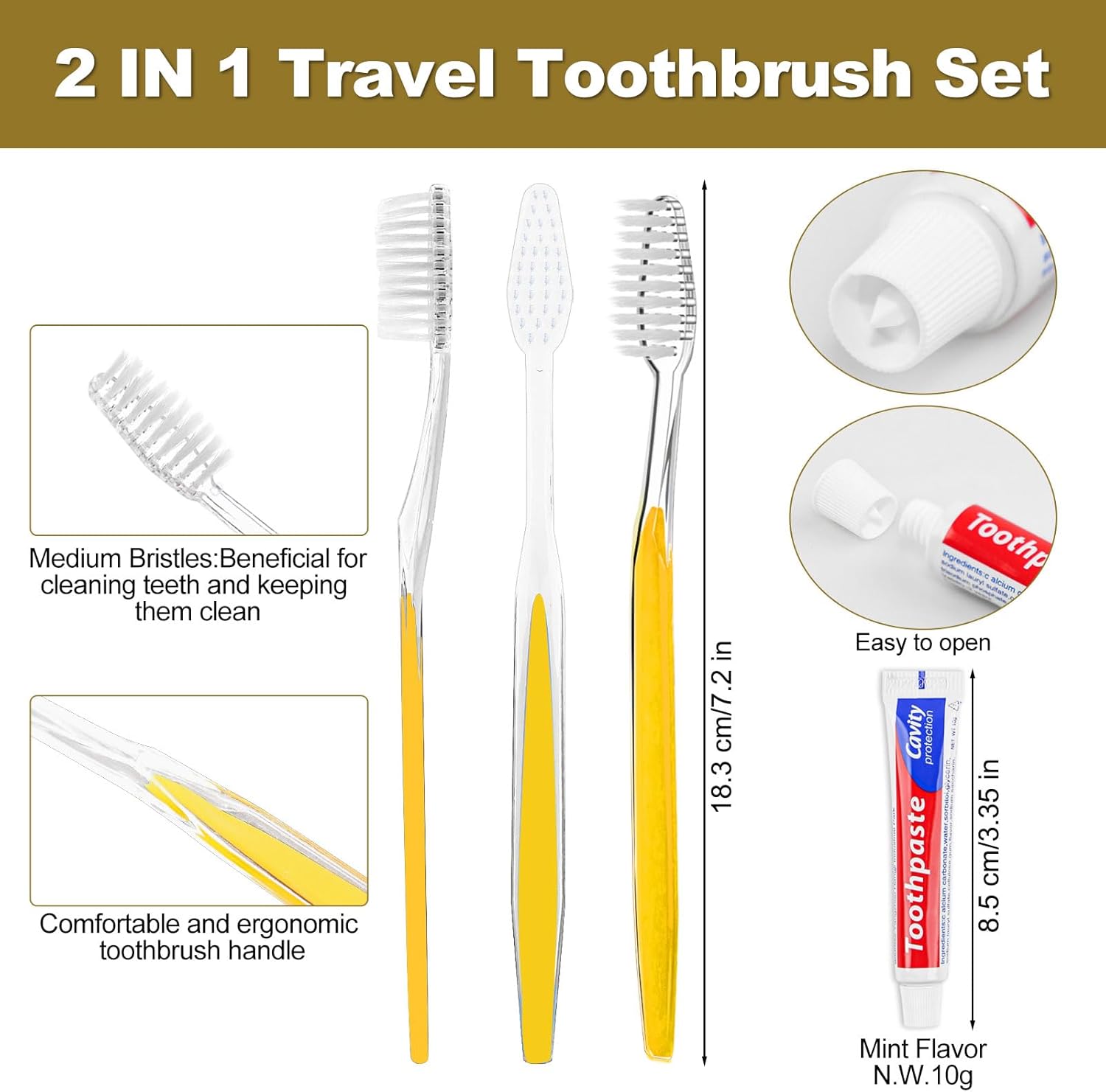 Disposable Toothbrushes with Toothpaste Individually Wrapped 5 Colors Bulk Toothbrush and Toothpaste 10g for Homeless,Shelter,Air Bnb/Hotel/Guest Apartment (30) - Image 3