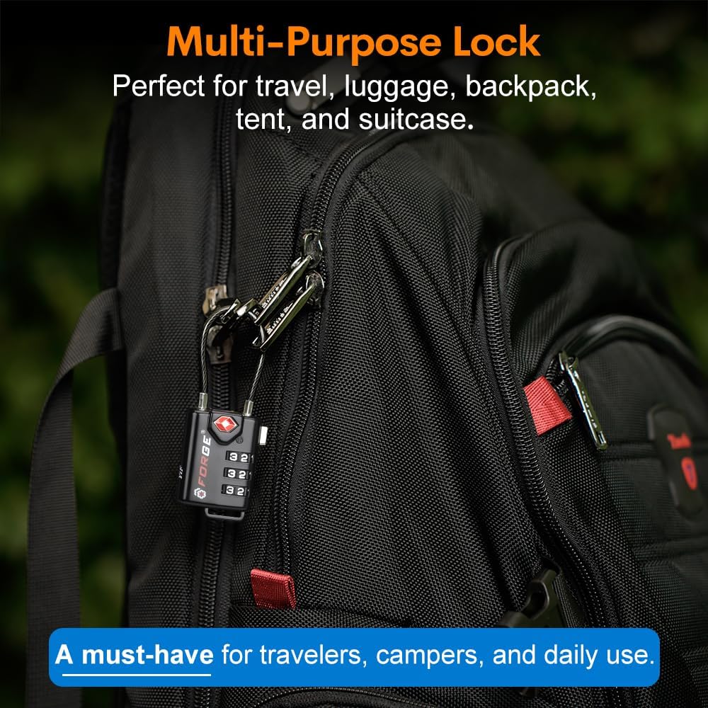 TSA Approved Cable Luggage Locks, Re-settable Combination with Alloy Body - Image 8