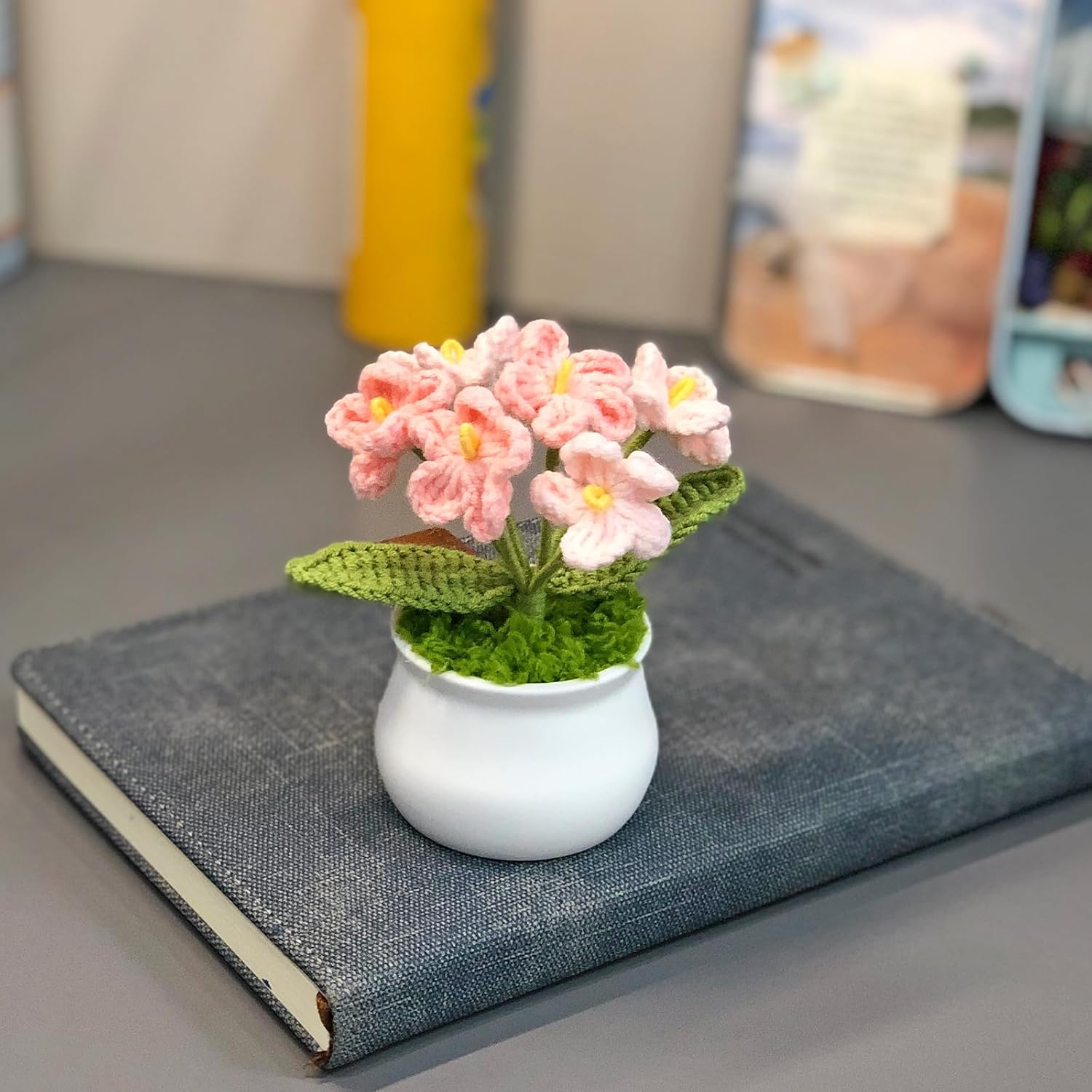 Joekaran Crochet Flowers Cute Flower for Her, Graduation Birthday Gifts for Women and Teacher, Mother, Coworkers, Valentines, Christmas, Desk Decor,Home Office Decoration(Pink Gradient Myosotis) - Image 6