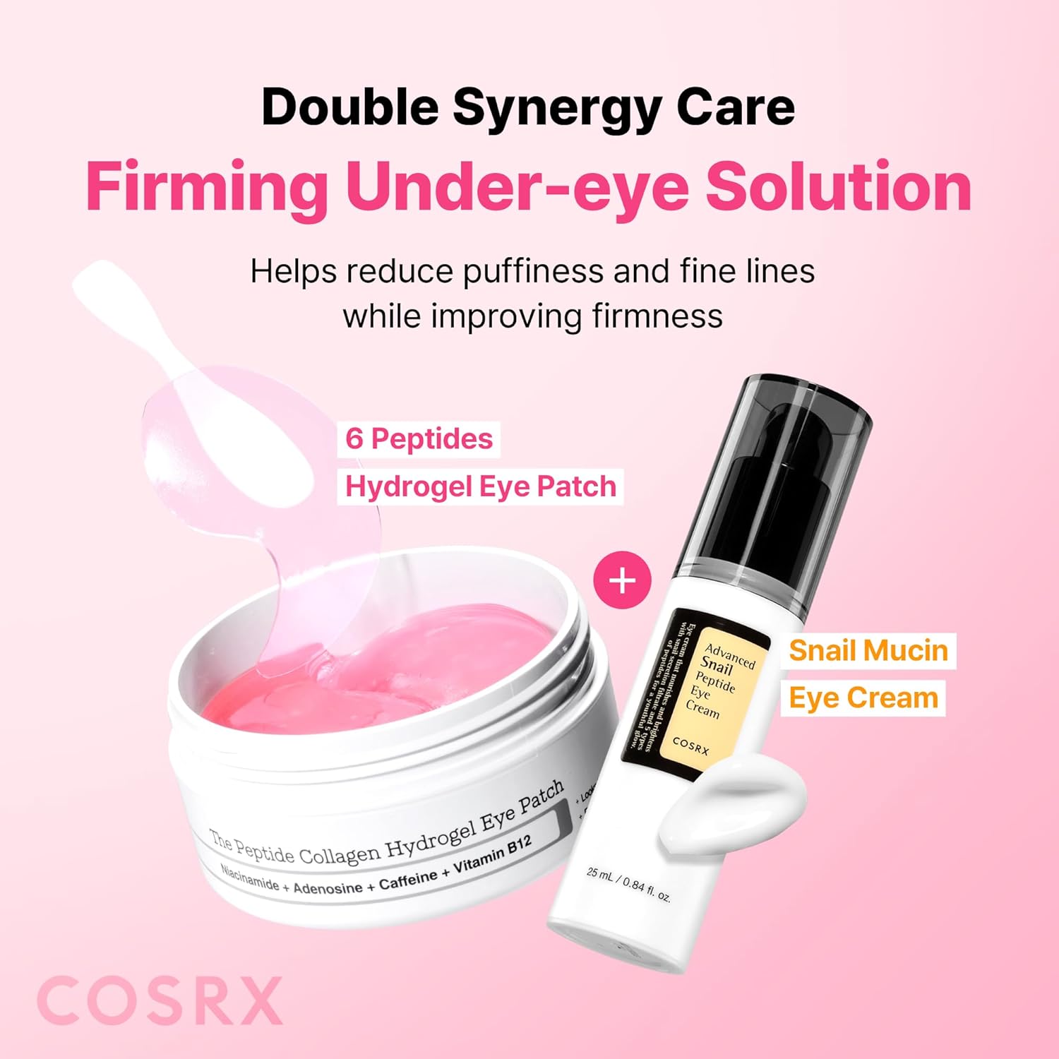 COSRX Pink Peptides Collagen Hydrogel Eye Patch for Puffy Eyes, Cooling & Firming Under Eye Patches with 4-Peptide & Caffeine (60), Depuffing Gel Eye Mask, Korean Skin Care - Image 8