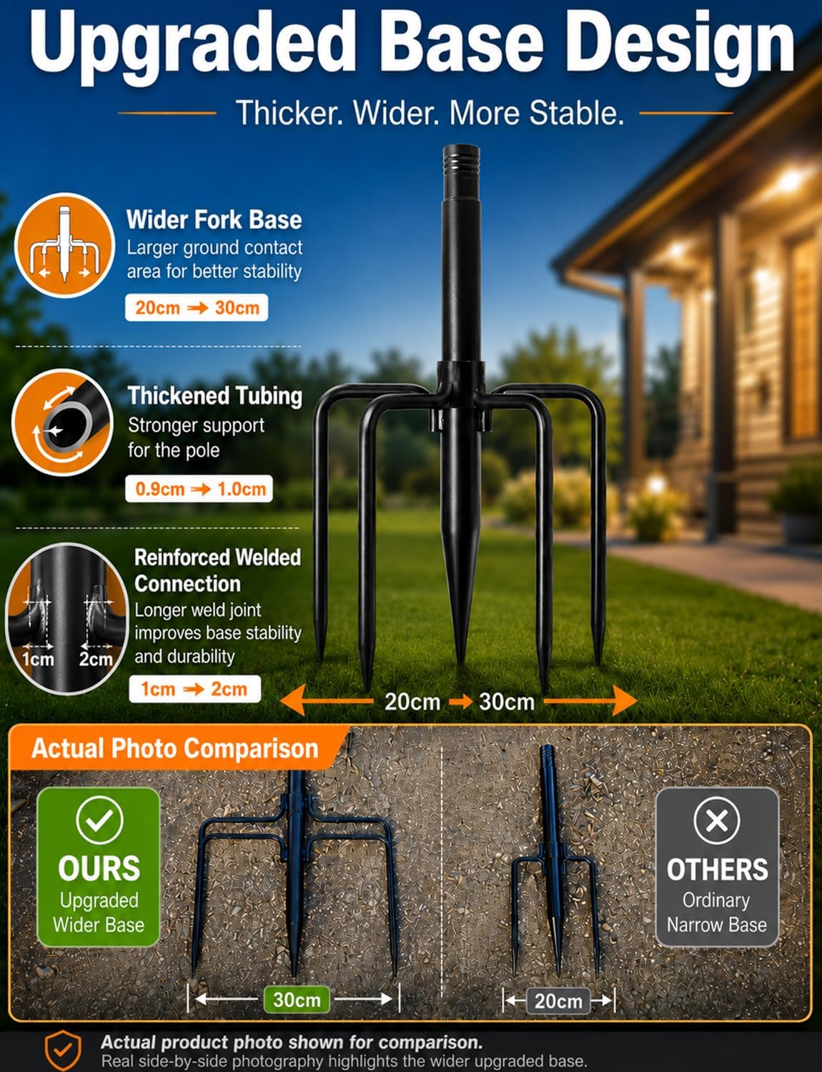 4 Pack String Light Poles for Outside, Thickened Metal Christmas Lights Hanger Pole Outdoor with Fork, Lighting Hanging Post Accessories for Patio Decor Garden Backyard Yard Outside Decorations - Image 3