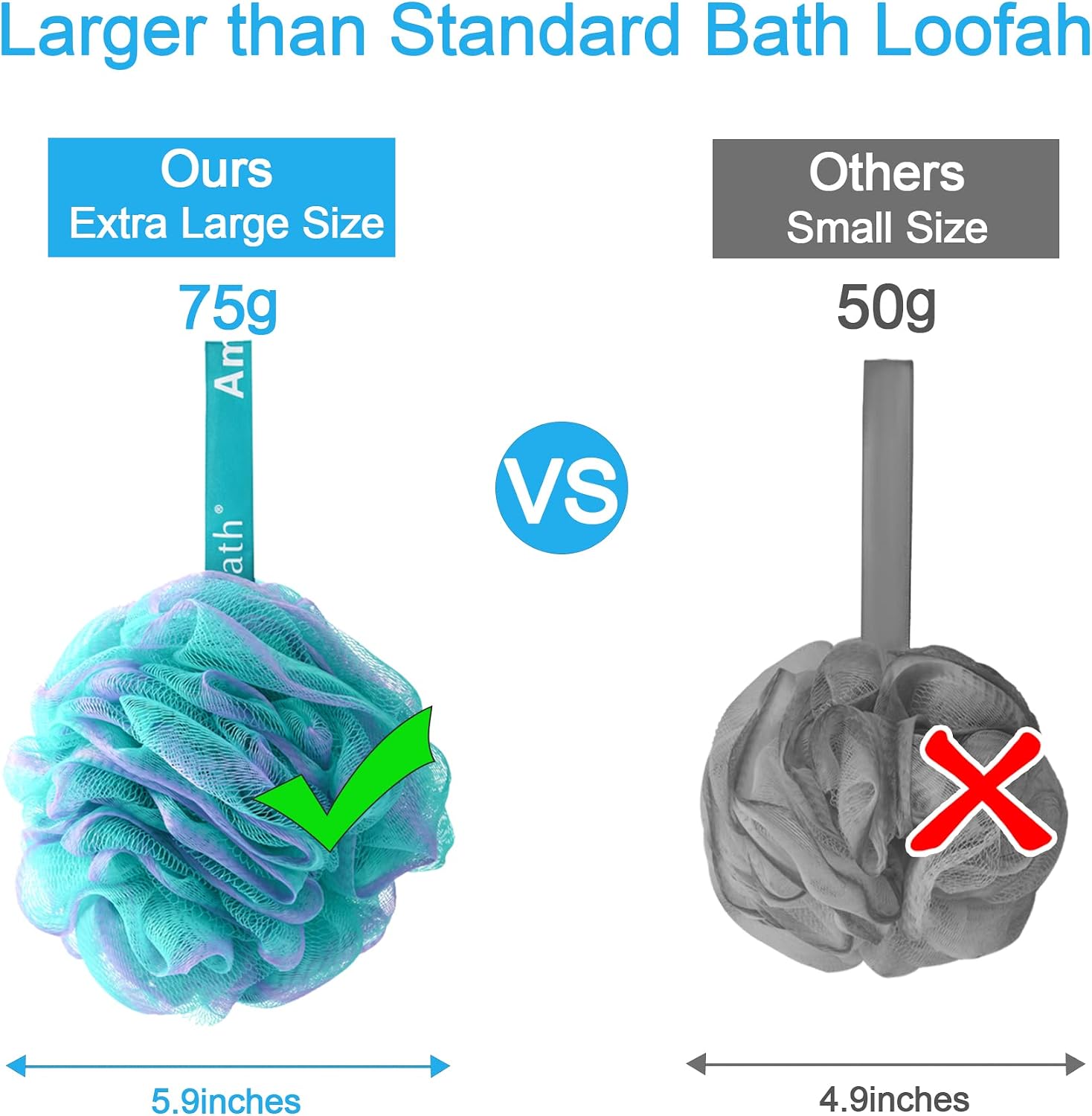 AmazerBath Loofah Sponge 75g/Piece, Exfoliating Bath Sponge Body Scrubber - Loofa Set of 4 Flower Color (Large, Green-Purple) - Image 6