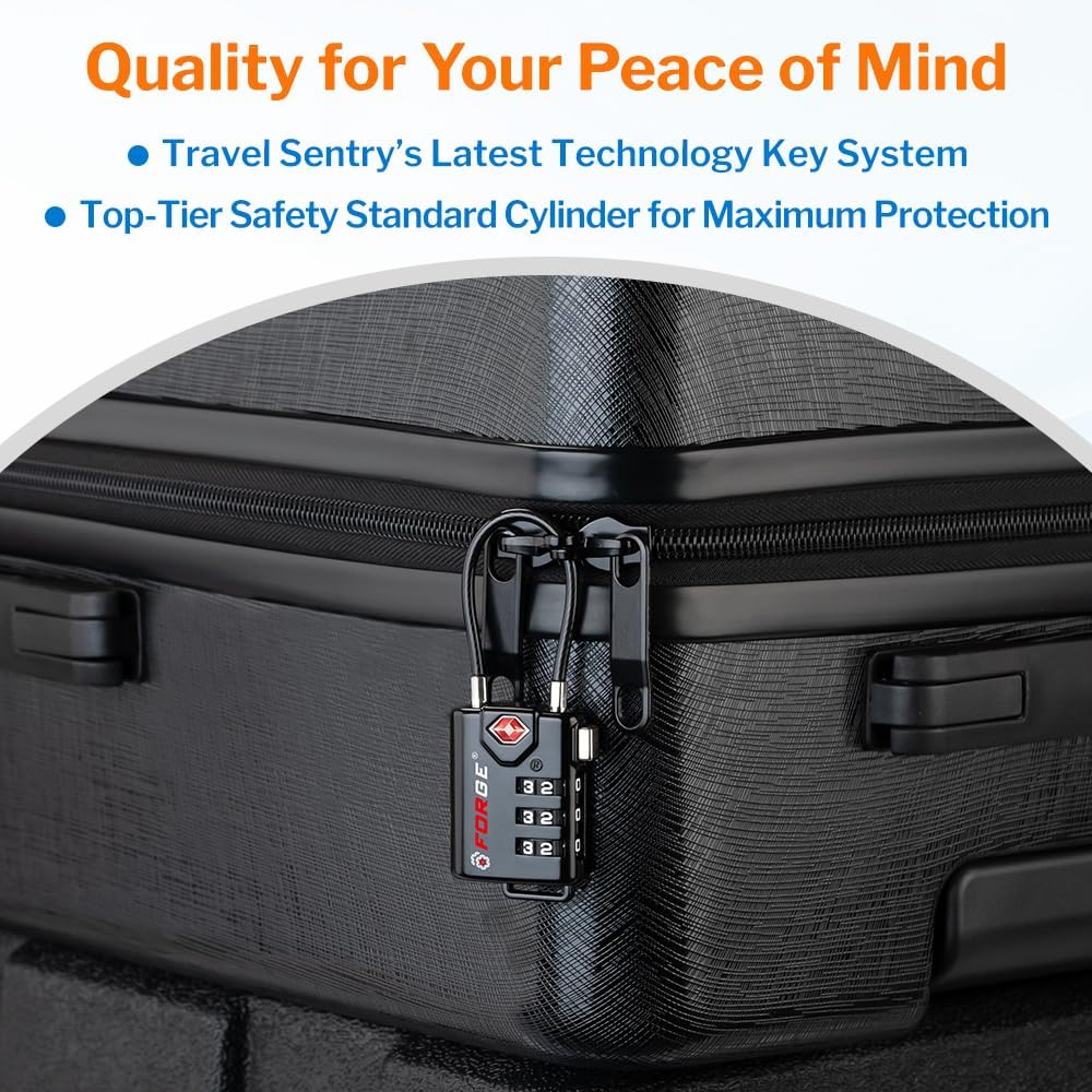 TSA Approved Cable Luggage Locks, Re-settable Combination with Alloy Body - Image 7