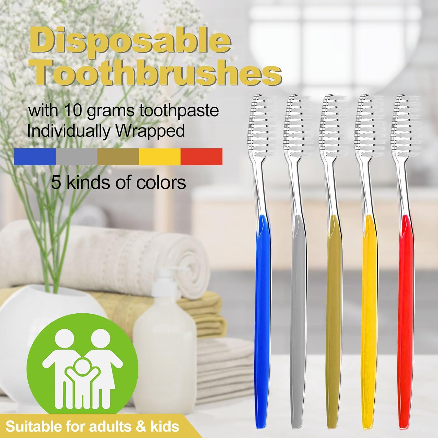 Disposable Toothbrushes with Toothpaste Individually Wrapped 5 Colors Bulk Toothbrush and Toothpaste 10g for Homeless,Shelter,Air Bnb/Hotel/Guest Apartment (30) - Image 2