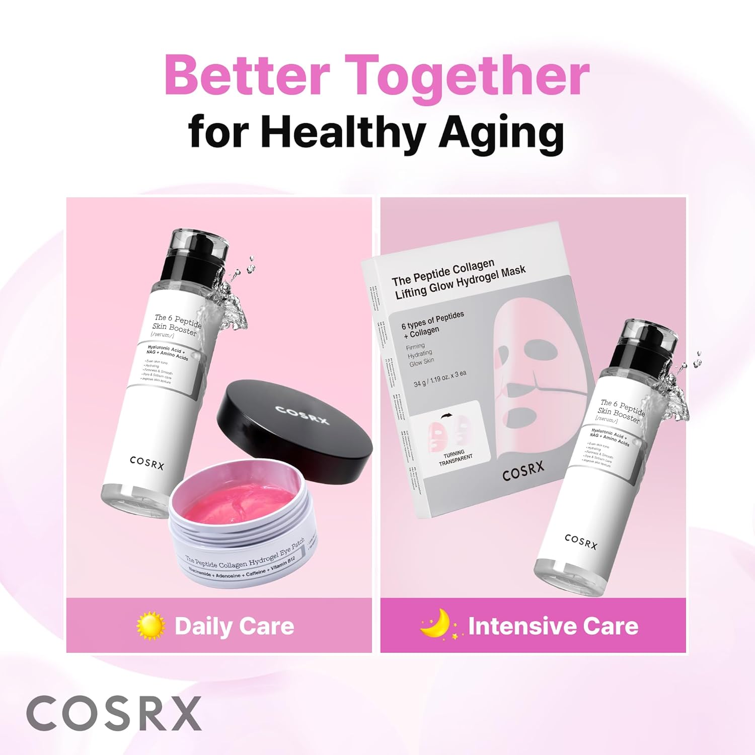 COSRX Pink Peptides Collagen Hydrogel Eye Patch for Puffy Eyes, Cooling & Firming Under Eye Patches with 4-Peptide & Caffeine (60), Depuffing Gel Eye Mask, Korean Skin Care - Image 7
