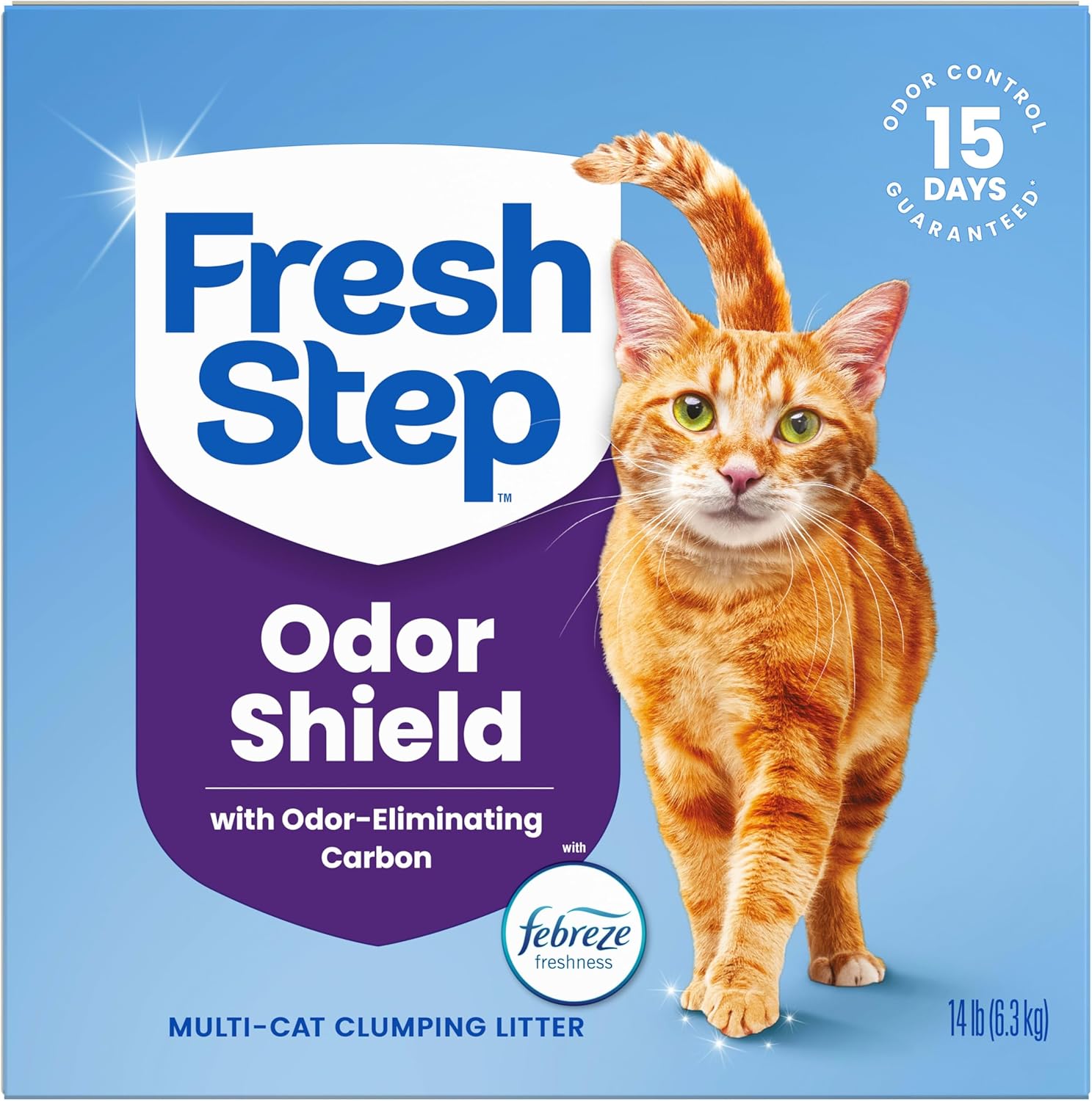 Fresh Step Odor Shield Multi Cat Clumping Cat Litter with Febreze Freshness, Low Dust, Odor Control with Ammonia Block Technology, Compatible in Automatic Litter Boxes, 14 lb. - Image 12