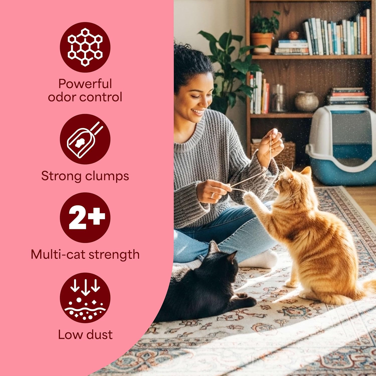 Fresh Step Odor Shield Multi Cat Clumping Cat Litter with Febreze Freshness, Low Dust, Odor Control with Ammonia Block Technology, Compatible in Automatic Litter Boxes, 14 lb. - Image 7
