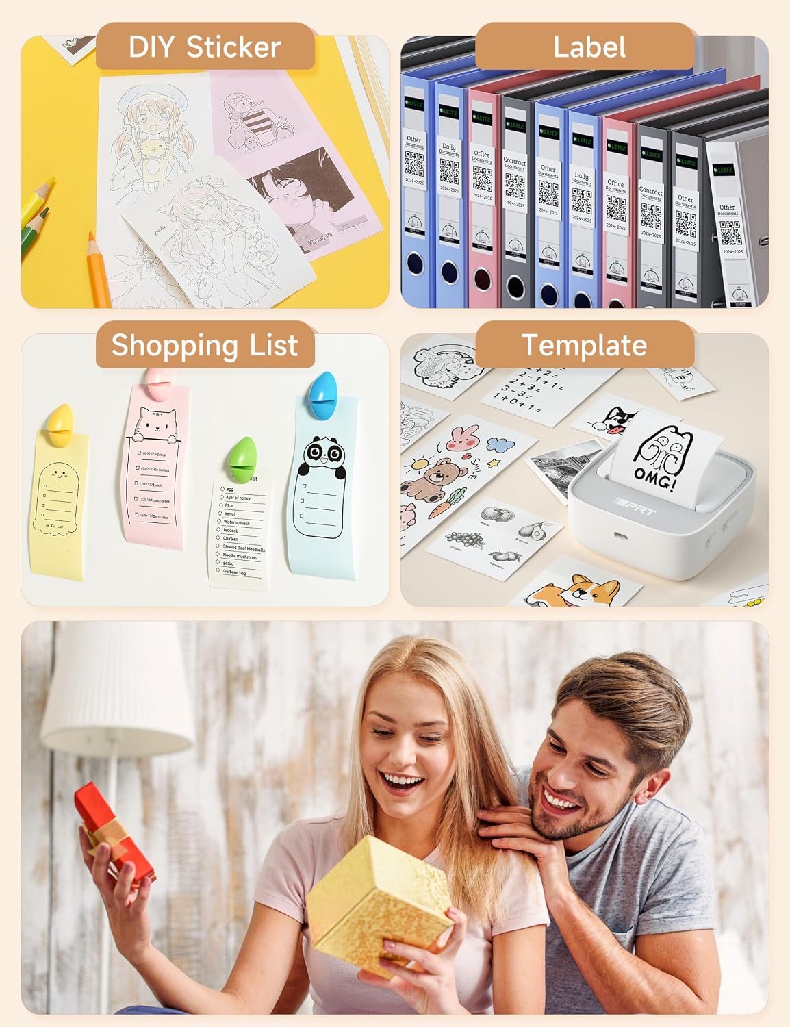 iDPRT Sticker Printer, Portable Sticker Maker Machine, Mini Inkless Bluetooth Thermal Printer for iPhone & Android, Pocket Printer for Labels, Barcodes, DIY Journaling, Kids Gift, Gray - Image 7