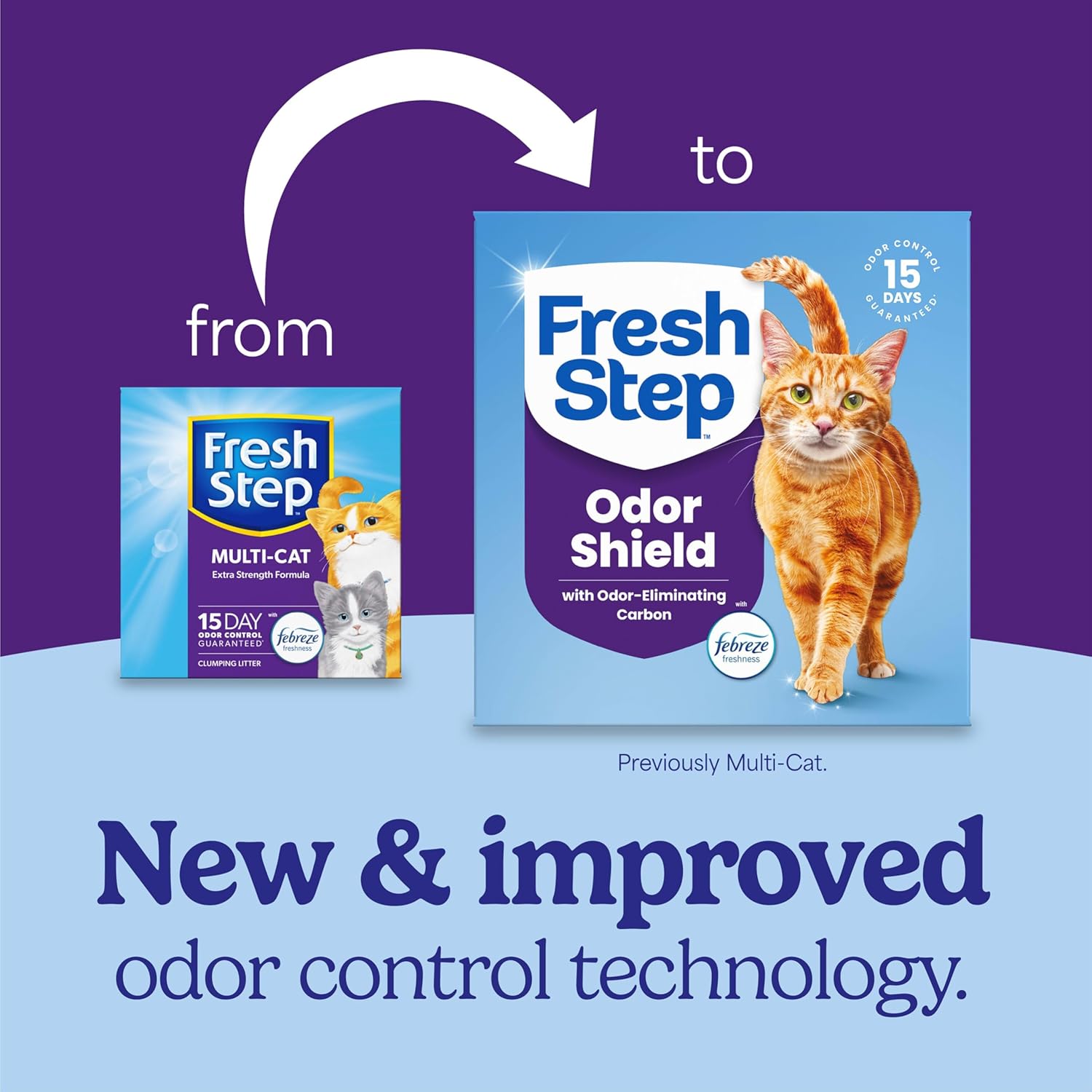 Fresh Step Odor Shield Multi Cat Clumping Cat Litter with Febreze Freshness, Low Dust, Odor Control with Ammonia Block Technology, Compatible in Automatic Litter Boxes, 14 lb. - Image 2
