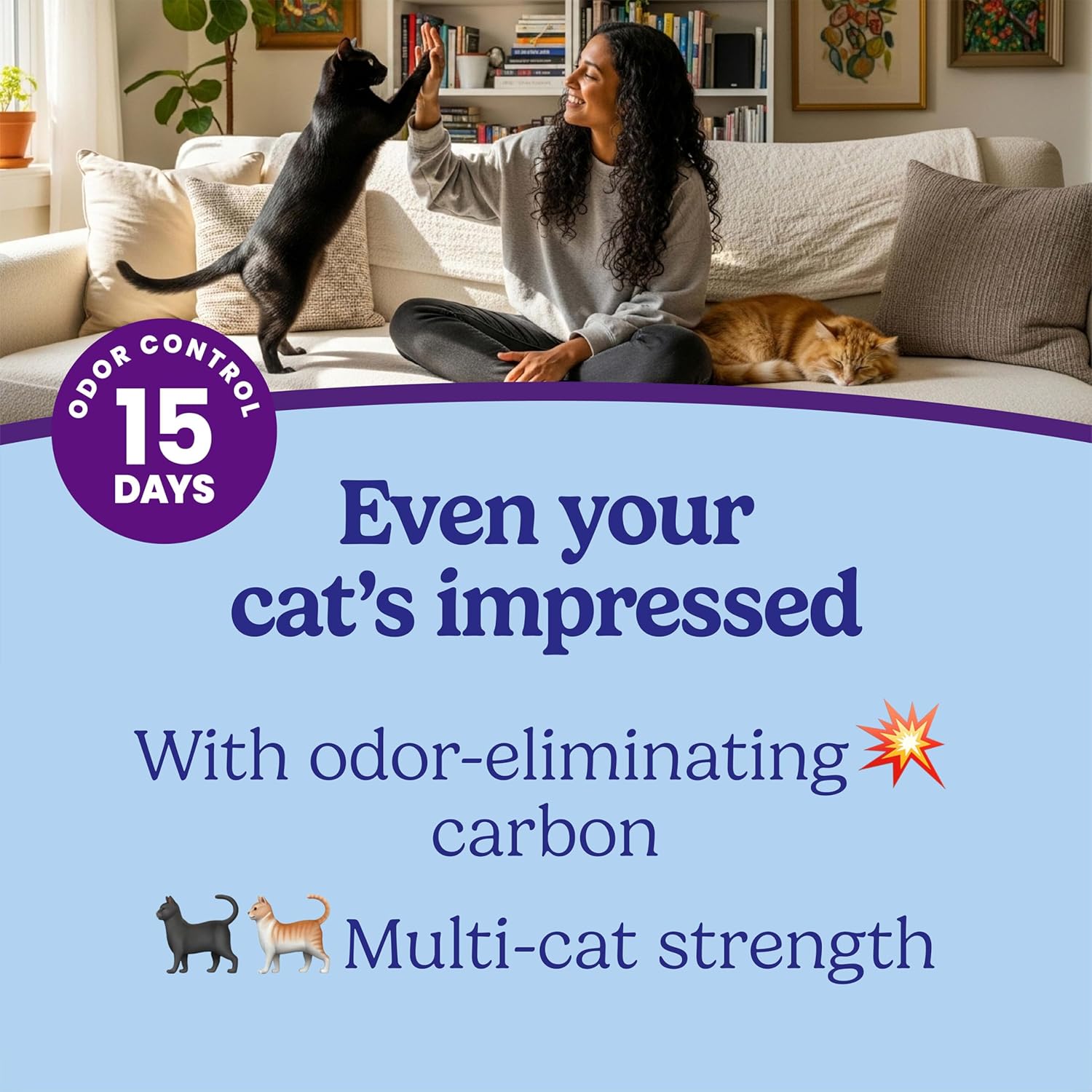 Fresh Step Odor Shield Multi Cat Clumping Cat Litter with Febreze Freshness, Low Dust, Odor Control with Ammonia Block Technology, Compatible in Automatic Litter Boxes, 14 lb. - Image 3