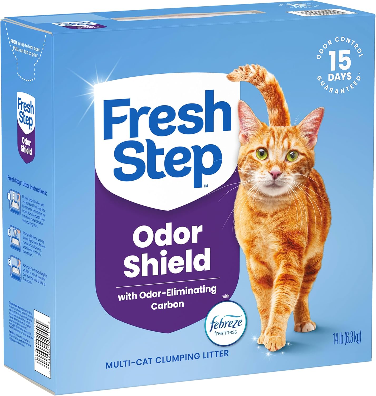 Fresh Step Odor Shield Multi Cat Clumping Cat Litter with Febreze Freshness, Low Dust, Odor Control with Ammonia Block Technology, Compatible in Automatic Litter Boxes, 14 lb. - Image 11