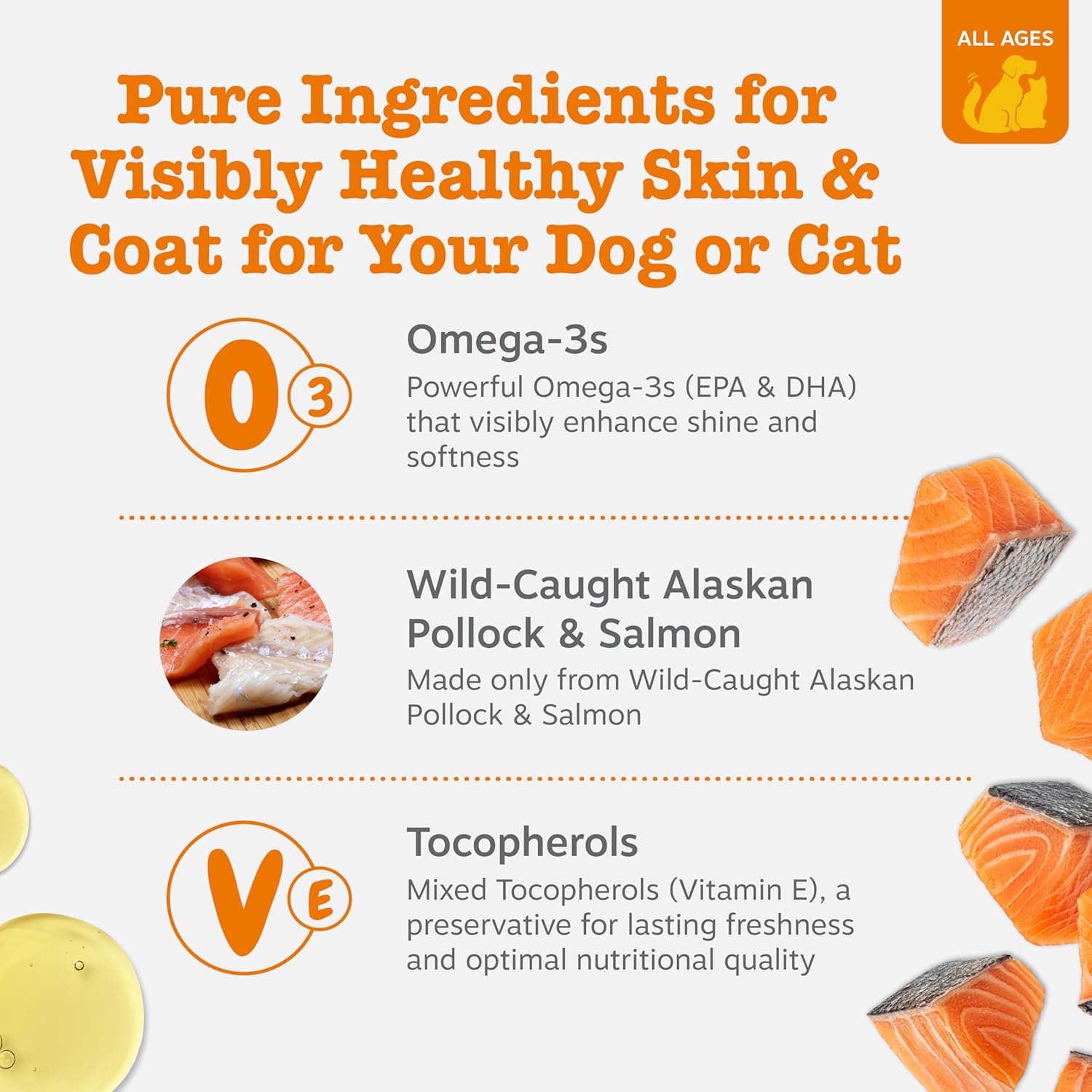 Zesty Paws Wild Alaskan Omega-3 Blend Pollock + Salmon Oil for Dogs and Cats- Skin and Coat Support, Omega 3 Supplement for Pets, 8.5oz - Image 3