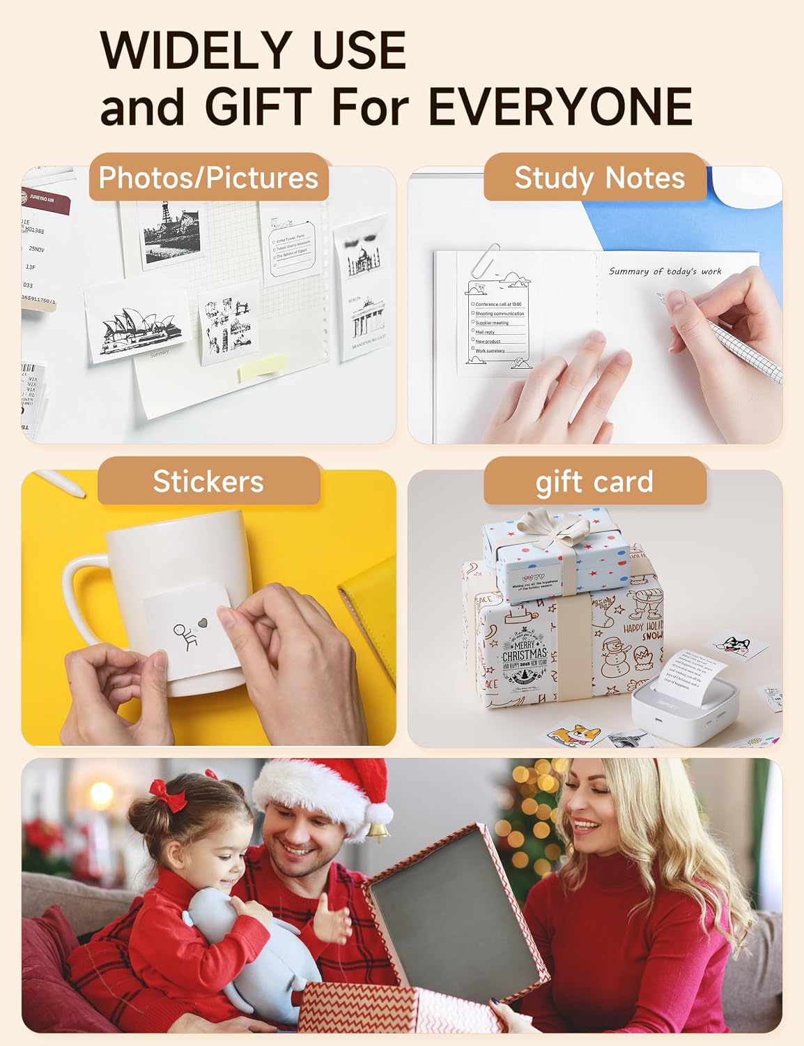 iDPRT Sticker Printer, Portable Sticker Maker Machine, Mini Inkless Bluetooth Thermal Printer for iPhone & Android, Pocket Printer for Labels, Barcodes, DIY Journaling, Kids Gift, Gray - Image 4