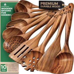 Wooden Spoons for Cooking – 10 Pc...