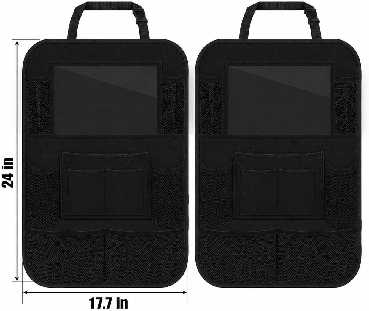 ULEEKA Car Backseat Organizer with 10" Table Holder, 9 Storage Pockets Seat Back Protectors Kick Mats for Kids Toddlers, Travel Accessories, 2 Pack (Black) | Car Organizers and Storage Kick Mats Back Seat Protector w/ Touch Screen Tablet Holder for Kids Toddlers, Travel Accessories - Image 5