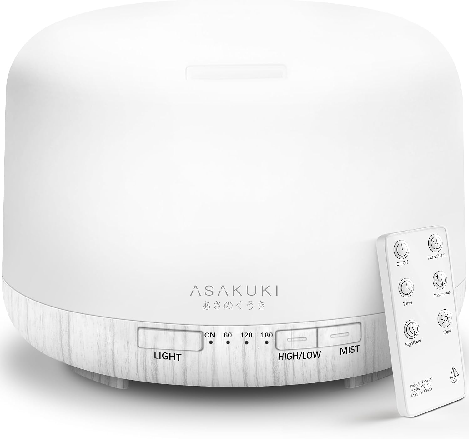 ASAKUKI Essential Oil Diffuser for Home, 500ML Aromatherapy Humidifier | with Remote Control, 7 Color LED Lights, Quiet Cool Mist Diffuser for Bedroom, Living Room, Office (White)