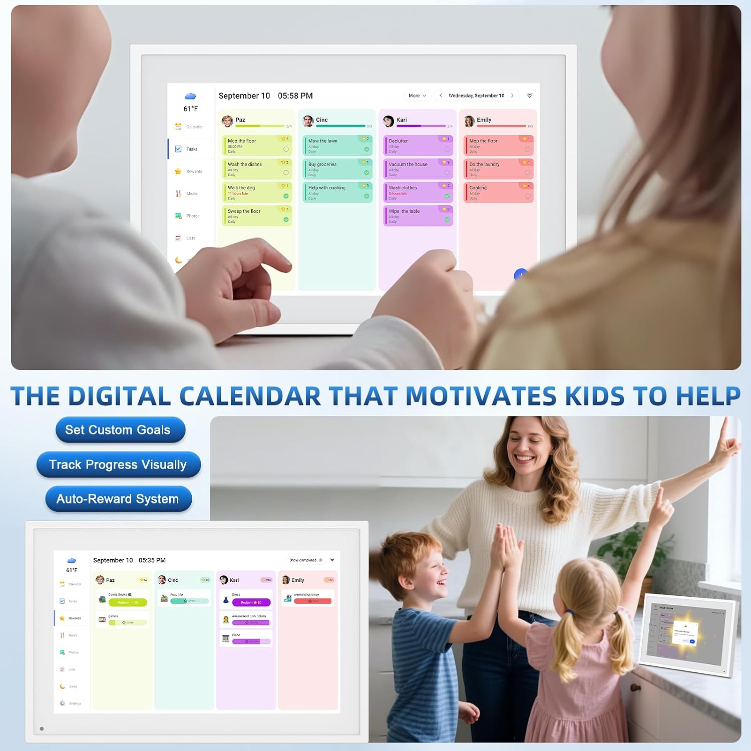 10.1" Digital Calendar, Full HD Smart Display for Family Organizer | Touchscreen Chore Chart, Wall/Desk Mount, Meal & To-Do Lists, Photo Frame, Ideal Gift for Mom & Women - Image 3