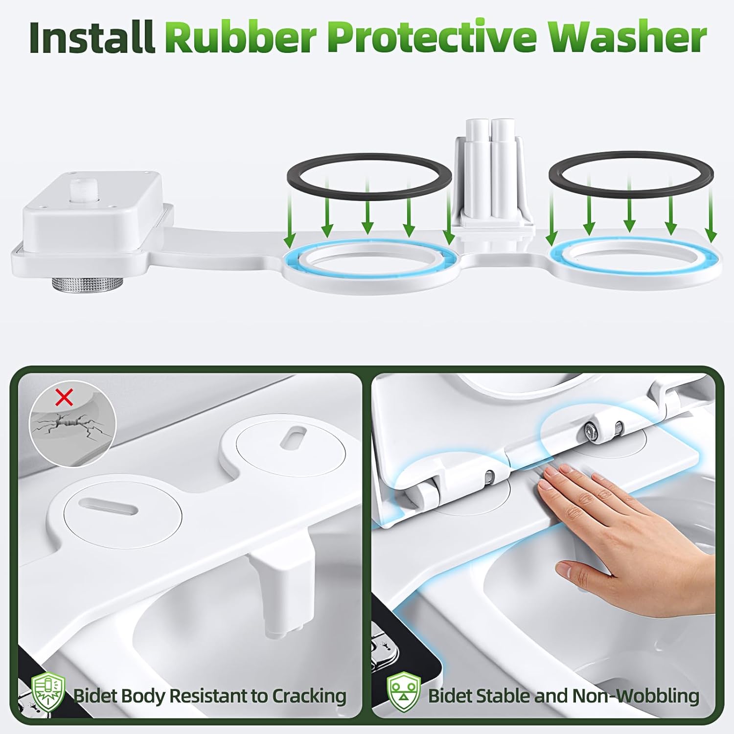 SAMODRA Bidet Attachment, Non-Electric Cold Water Bidet Toilet Seat Attachment with Pressure Controls, Retractable Self-Cleaning Dual Nozzles for Frontal & Rear Wash - Black - Image 3